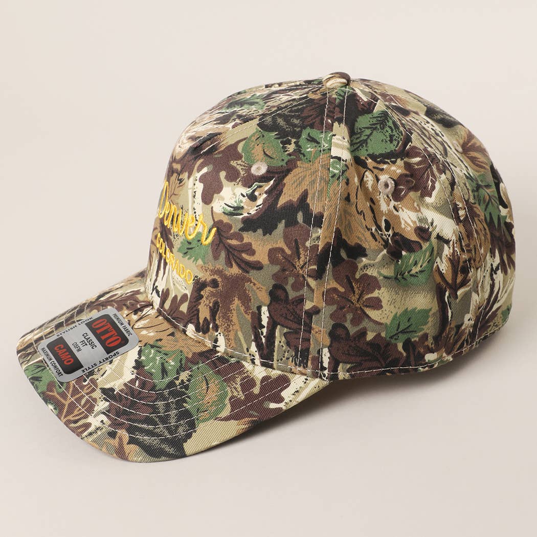 Custom embroidered camo hat city and state color option