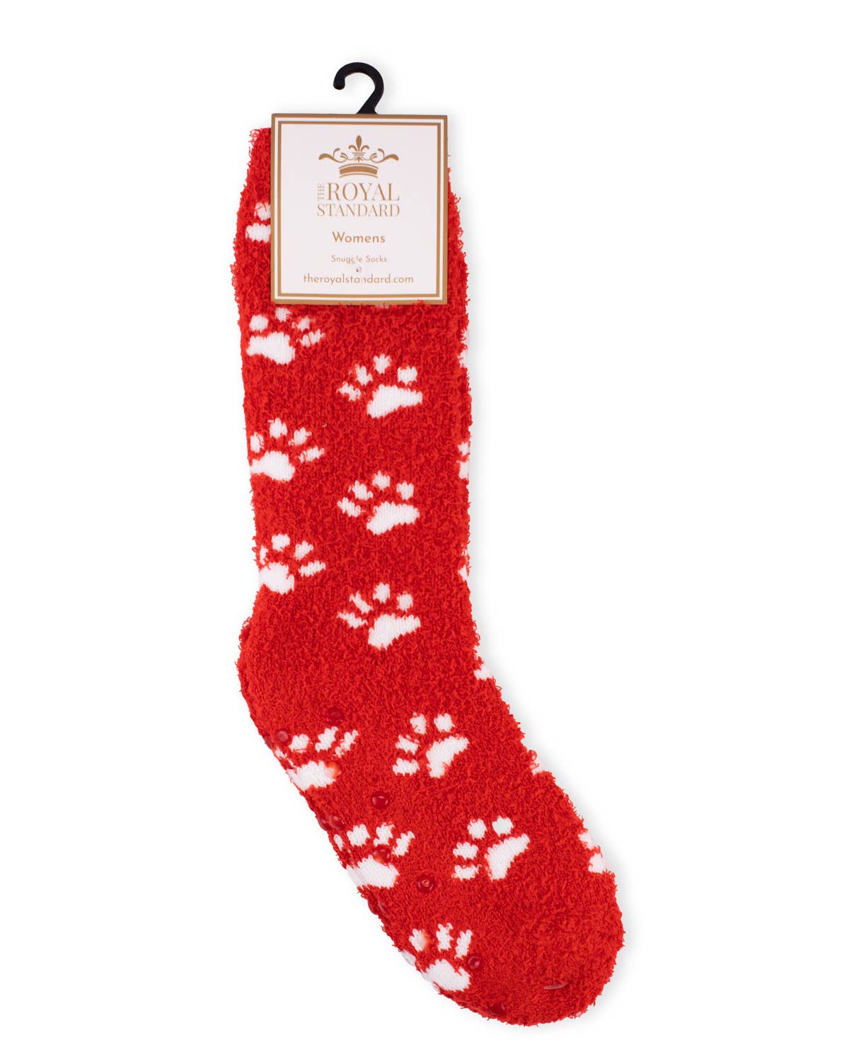 Women's Paw Print Snuggle Socks   Red   One Size