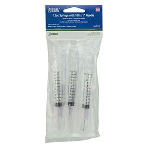 Ideal - Syringe/Needle Combo Luer Lock with Plastic Hub Soft Pack - 12 cc