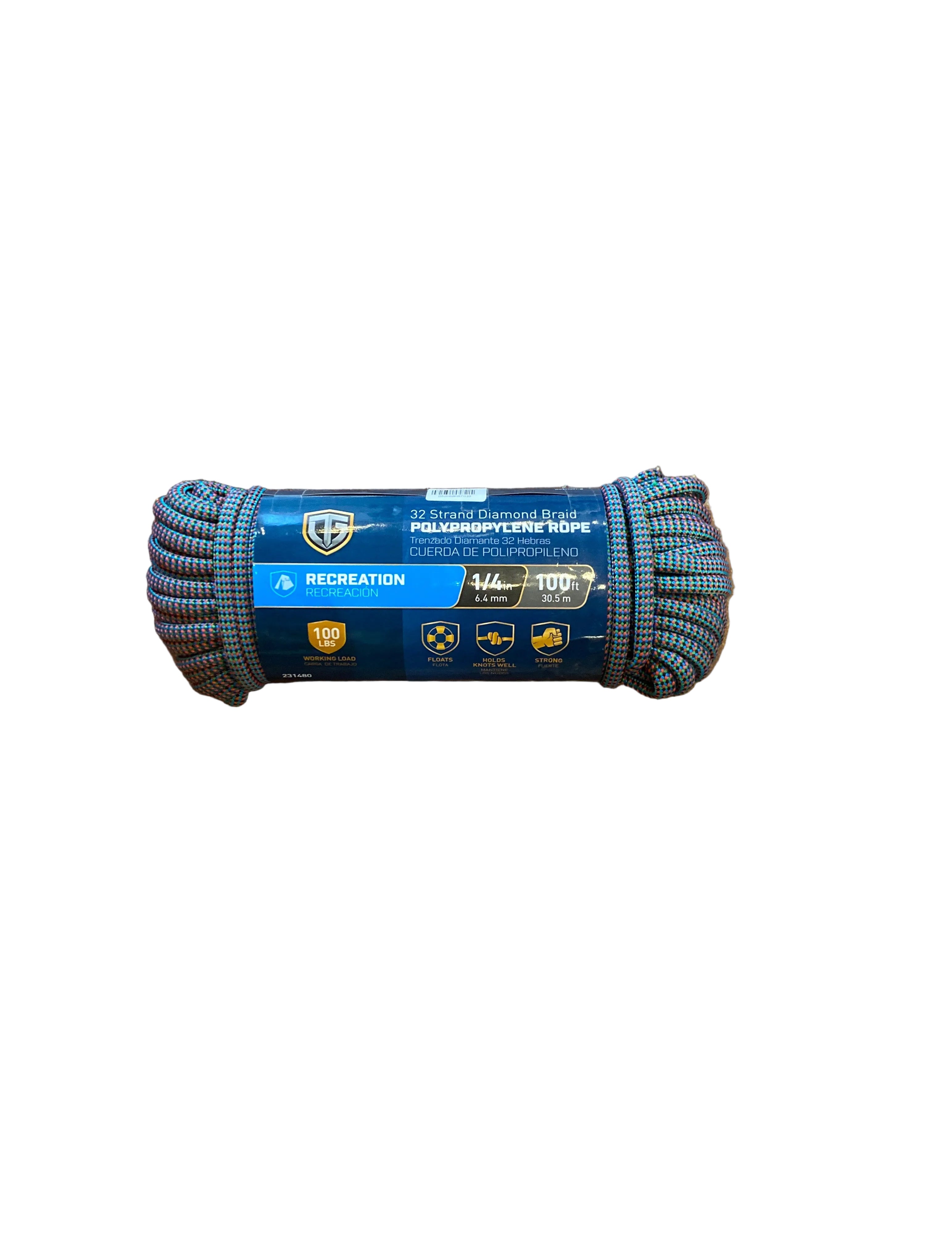 Polypropylene rope 1/4 inch by 100 feet