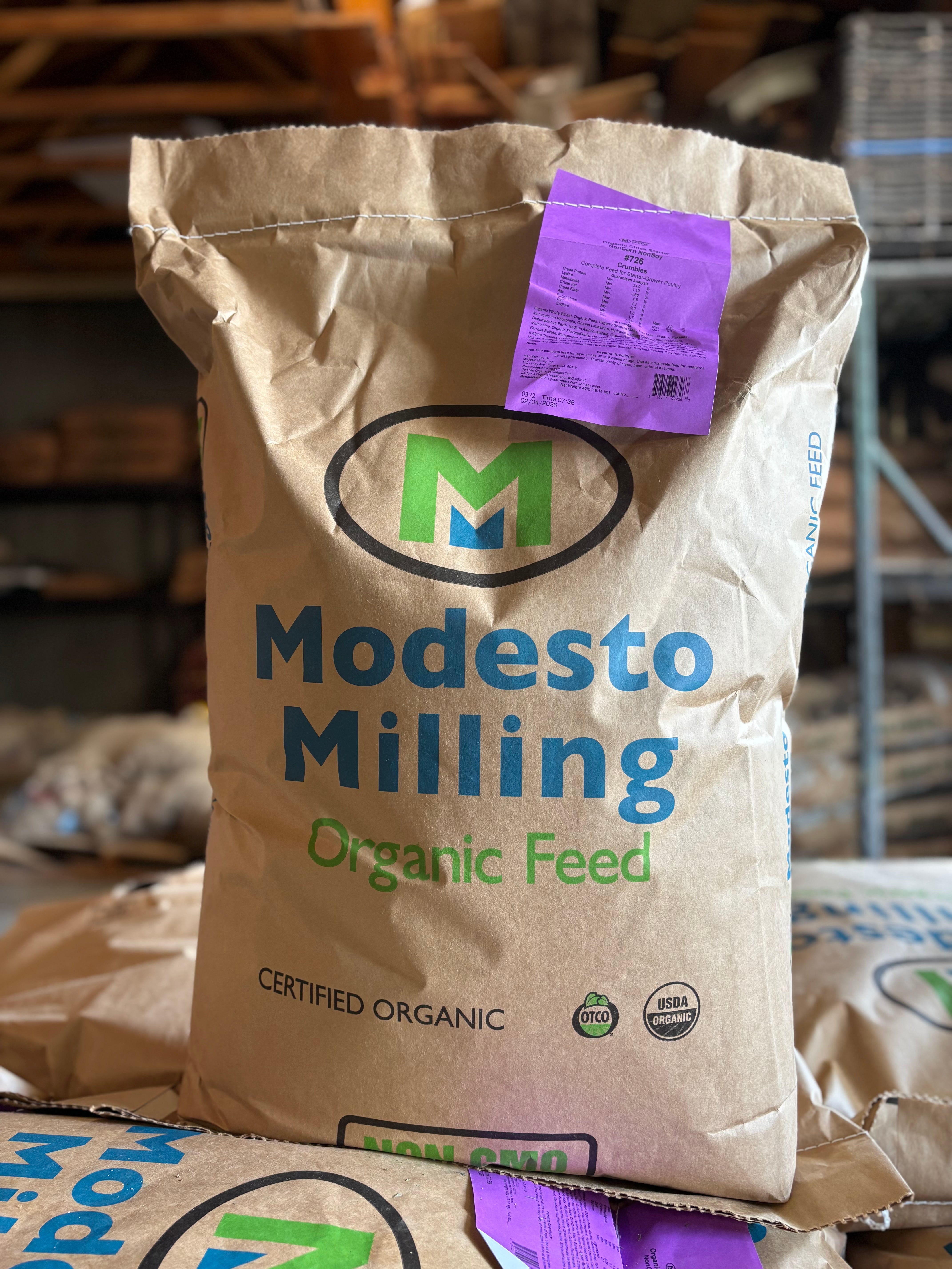 Modesto Certified Organic Starter Grower Non-Corn/Soy 40 lb bag