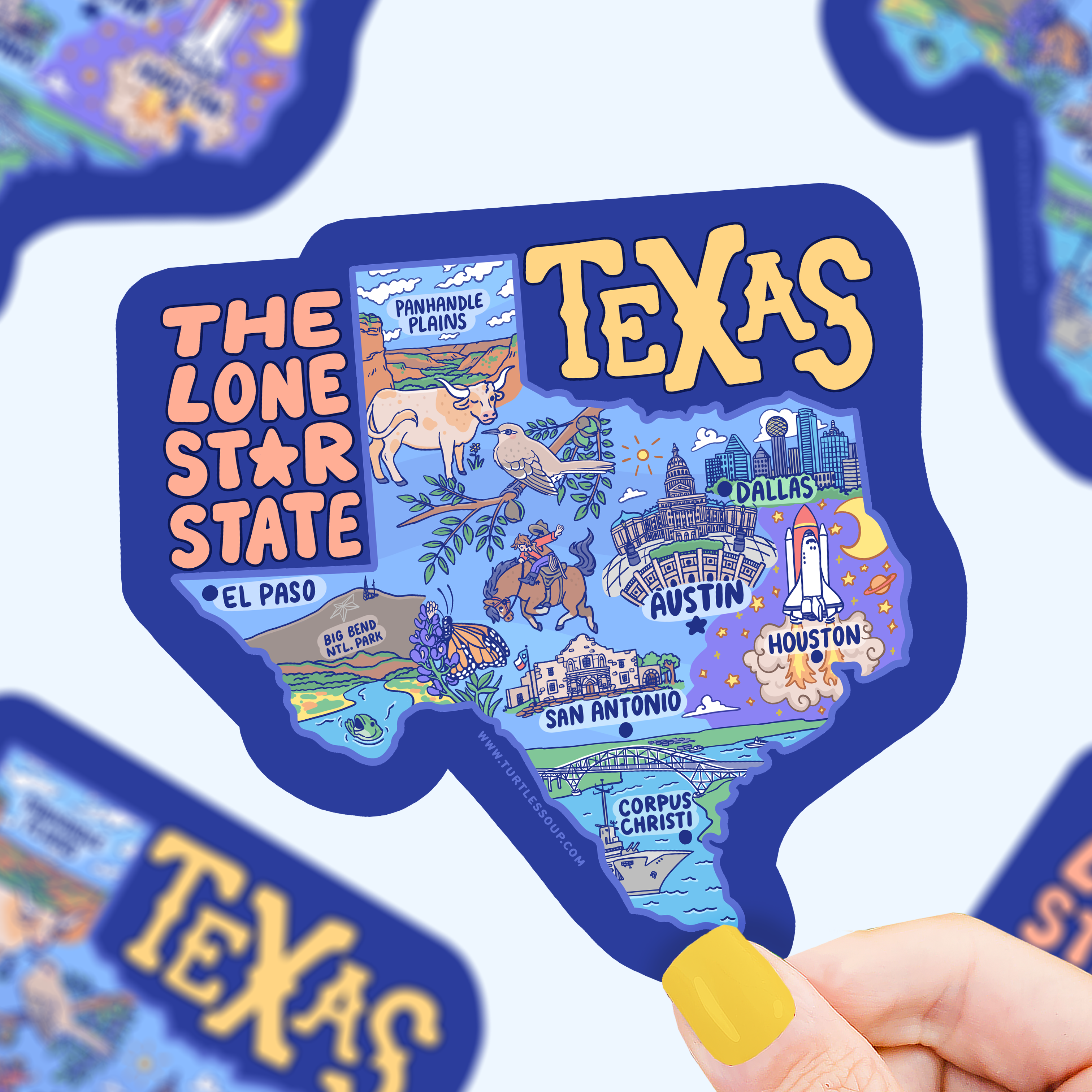 Texas Map Art Lone Star State Dallas Car Decal Vinyl Sticker