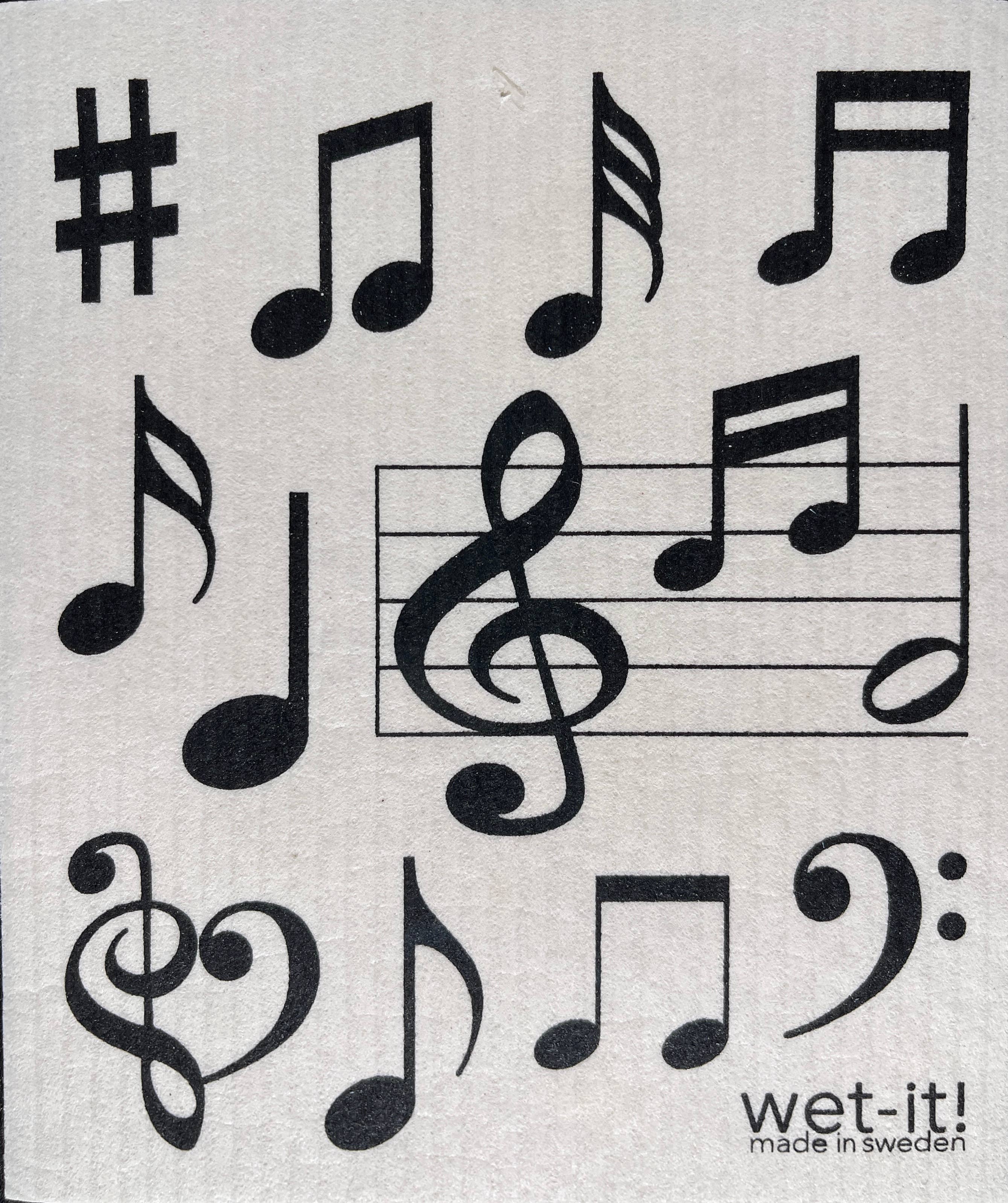 Musical Swedish Cloth with music notes and instruments design