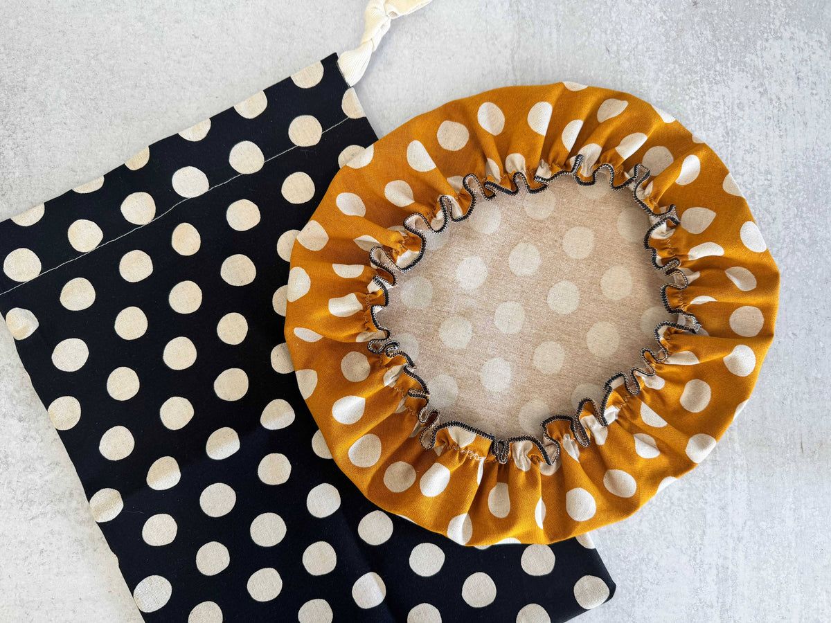 Bread Makers Set- Bowl Cover and Bread Bag- Polka Dot