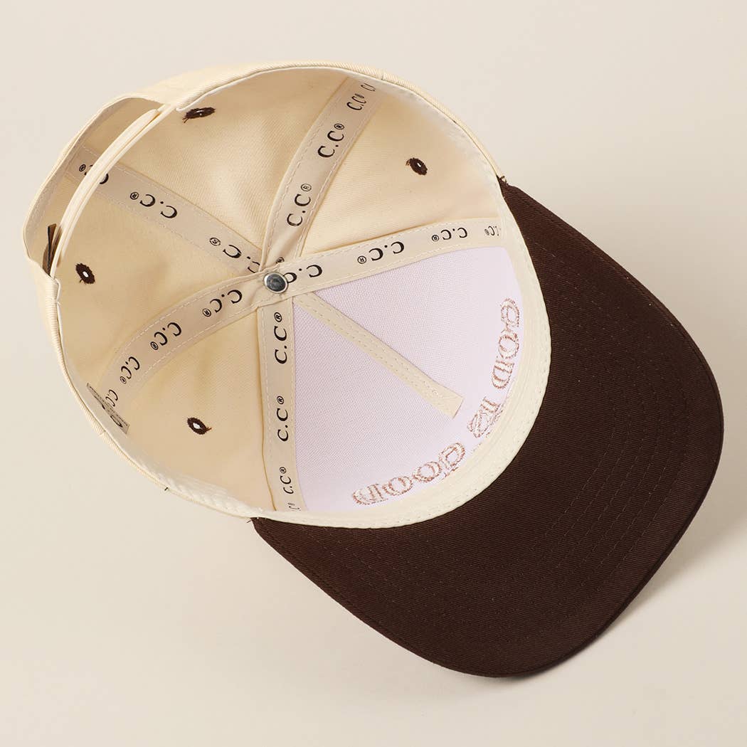 God Is Good All The Time embroidery trucker hat detail