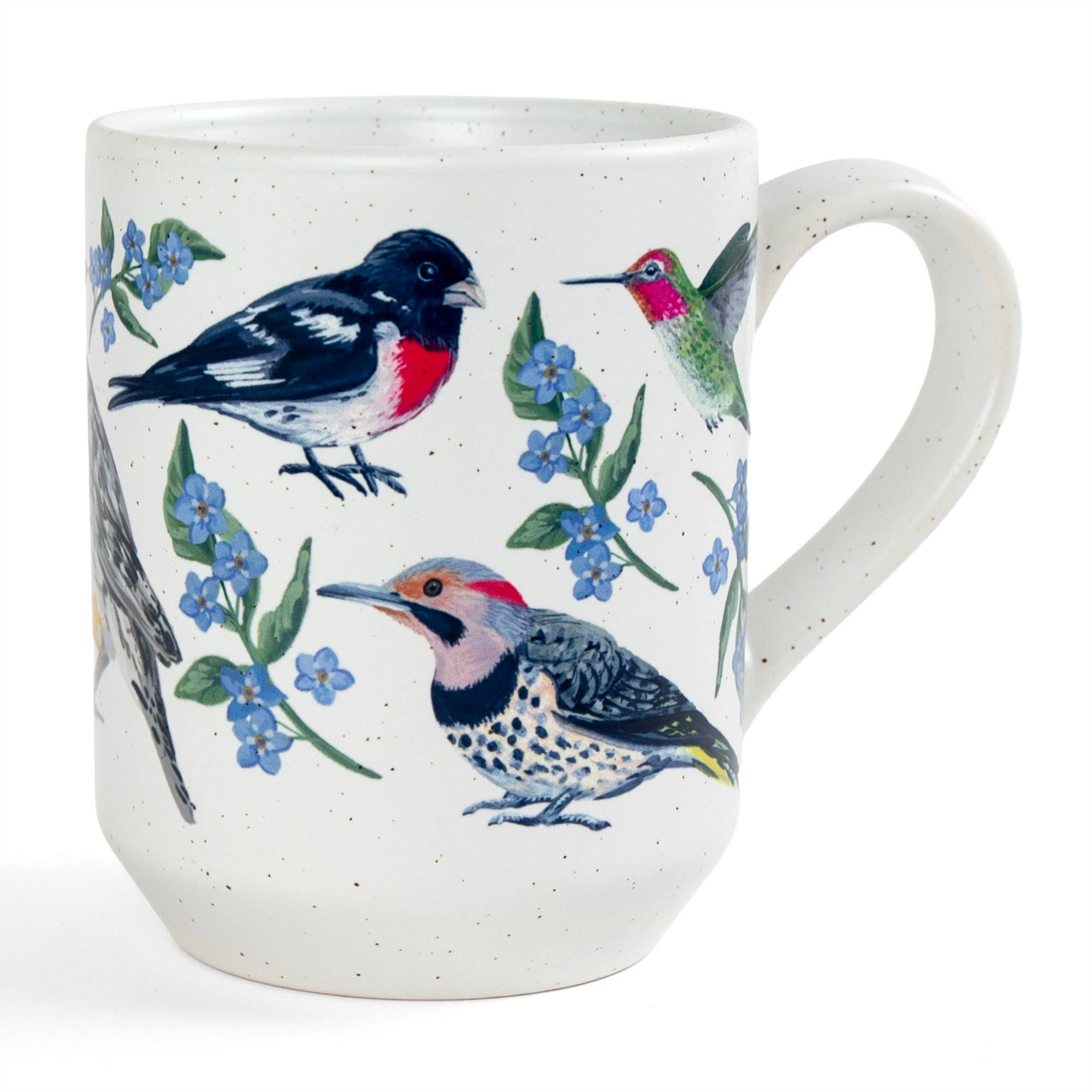 Feathered Friends birds ceramic mug side view