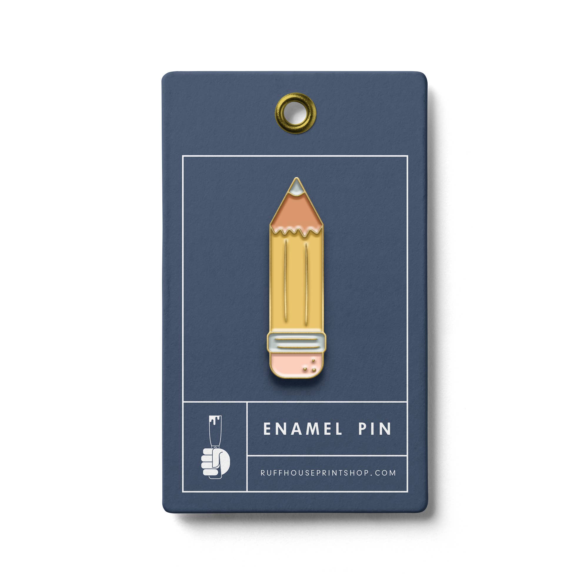 Pencil enamel pin with classic yellow pencil design