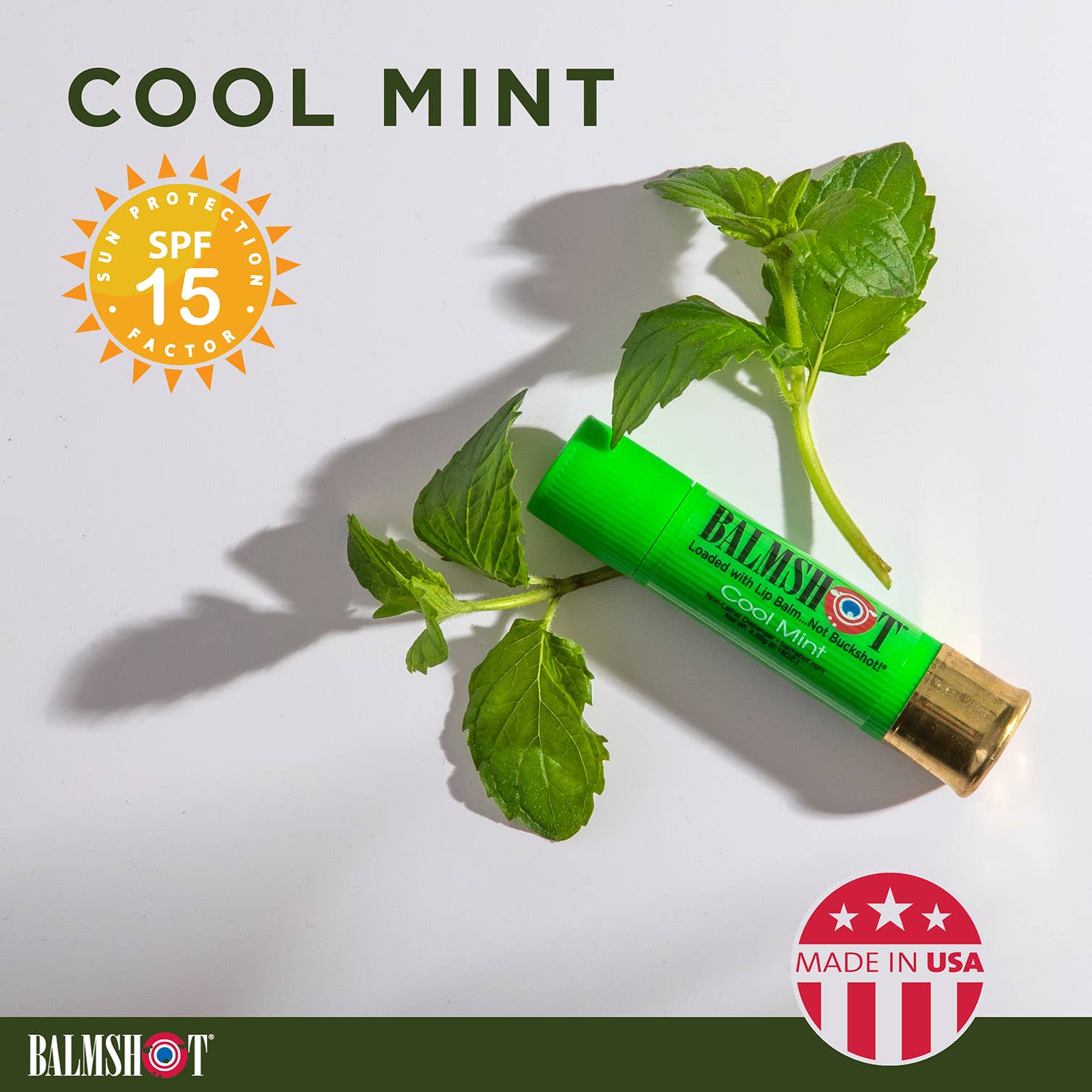 Shotgun Shell Lip Balm | Cool Mint Camo | SPF 15 | 24 Pack