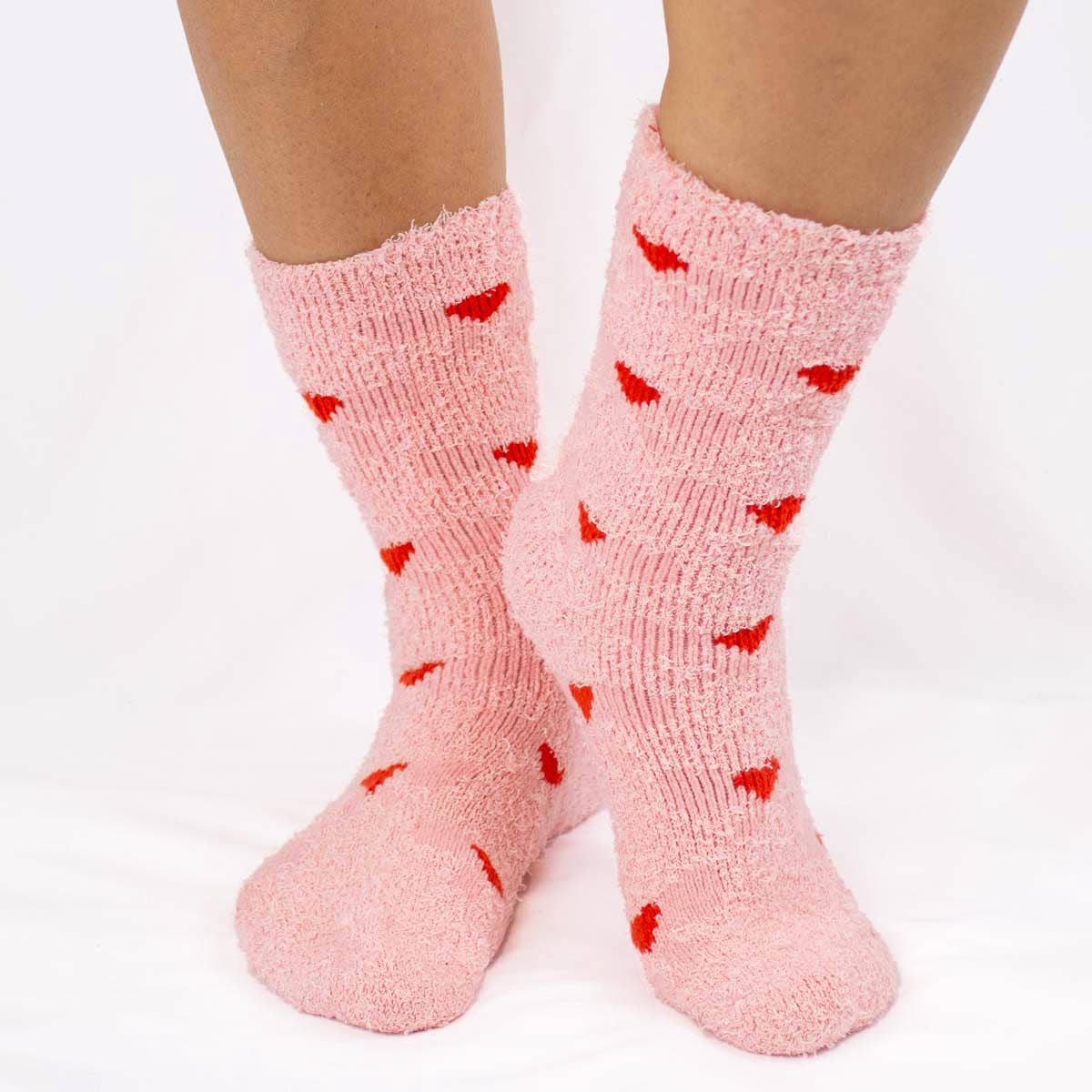 Women's Tickled Pink Snuggle Socks   Pink/Red   One Size