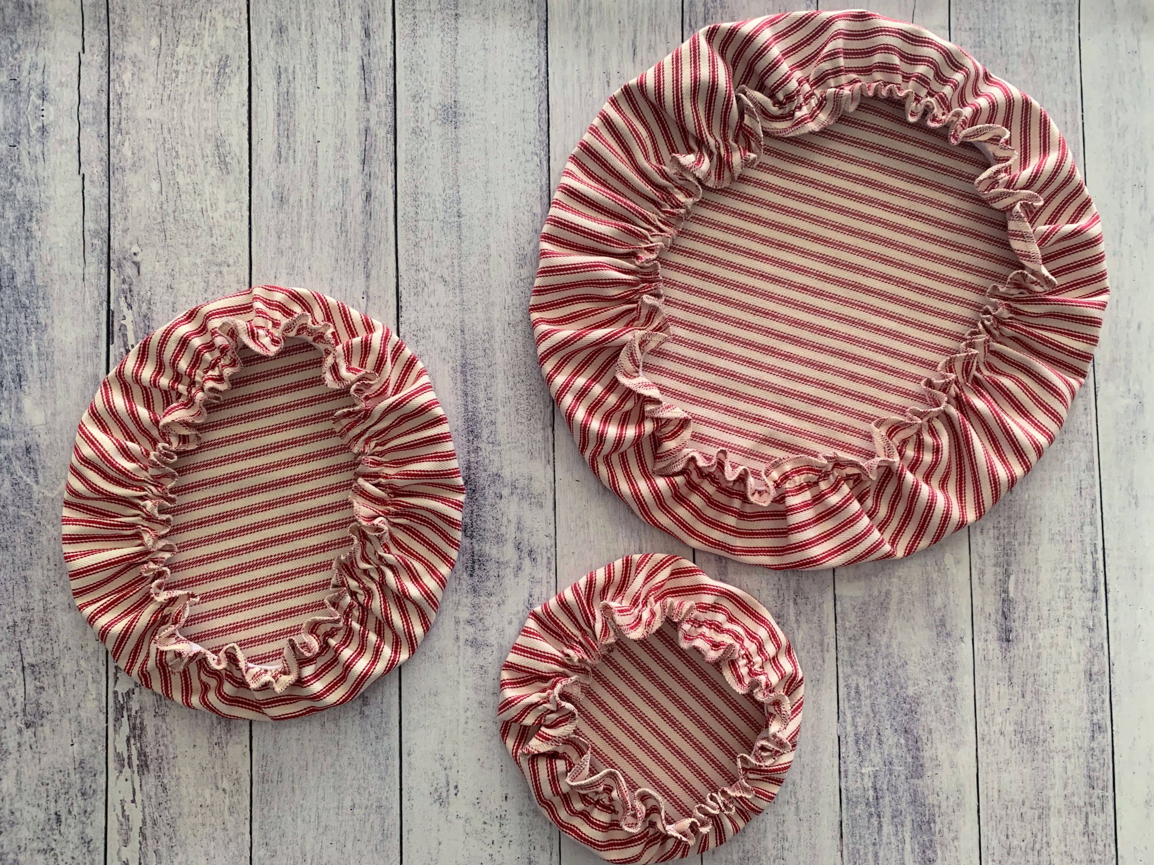 Reusable Bowl Covers, set of three- ticking stripes