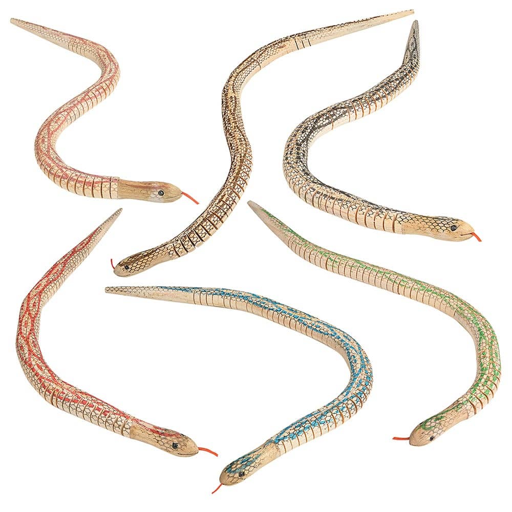 LLB Wooden Wiggly Snake toy assorted colors