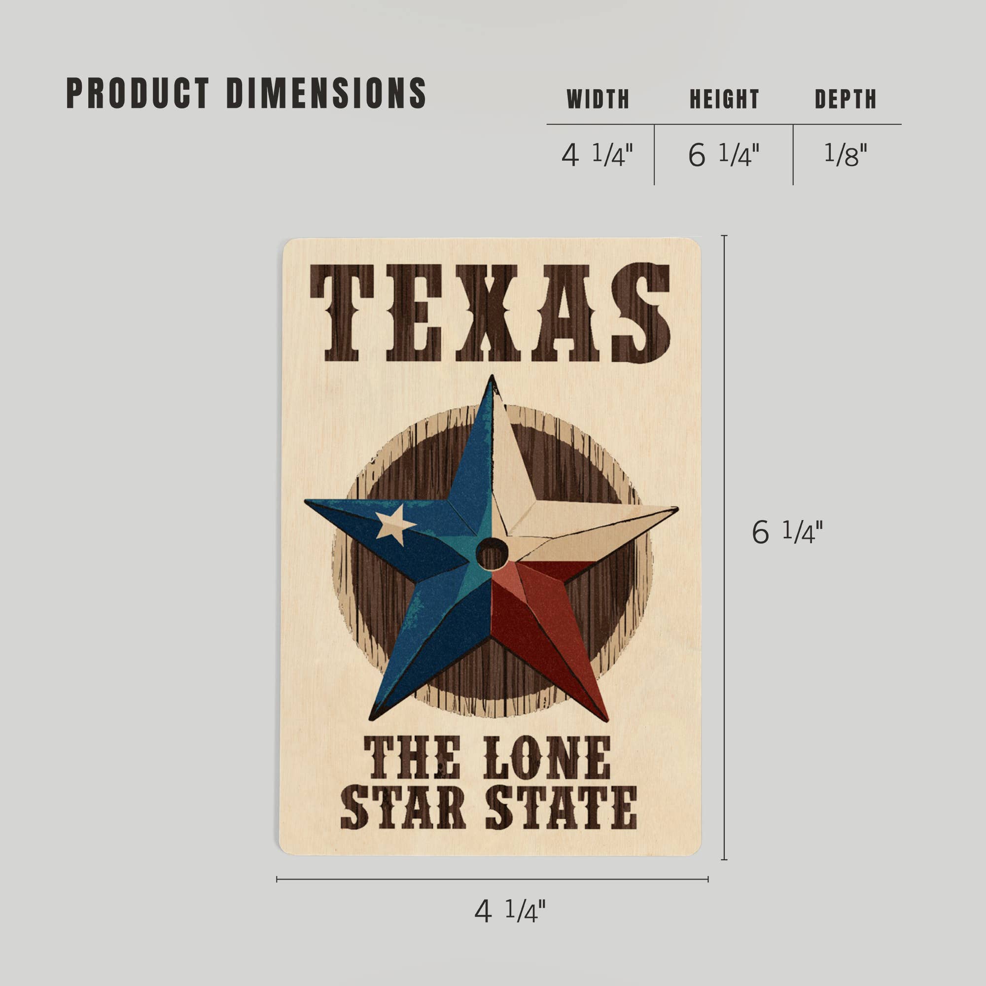 WOOD POSTCARD Texas, Lone Star State, Barn Star