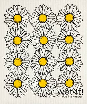 Daisies Swedish Cloth with white daisy floral pattern
