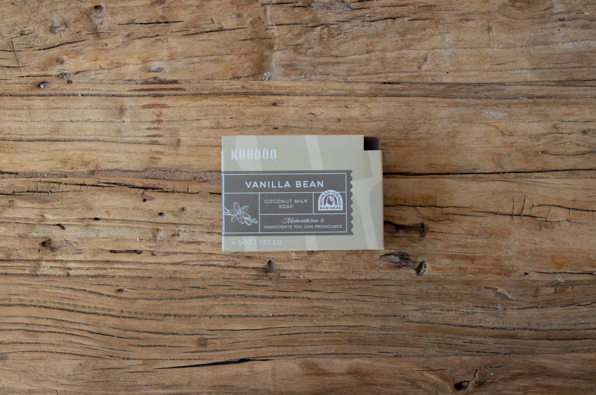 Vanilla Bean bar soap ingredients and packaging back