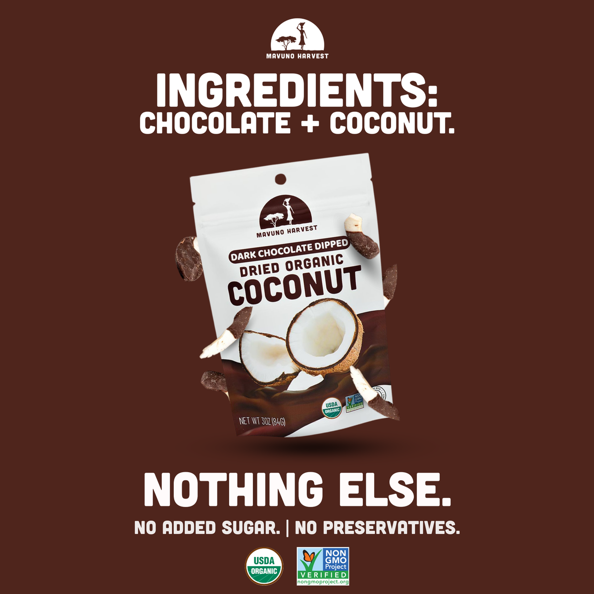 Organic Dark Chocolate Dipped Dried Coconut