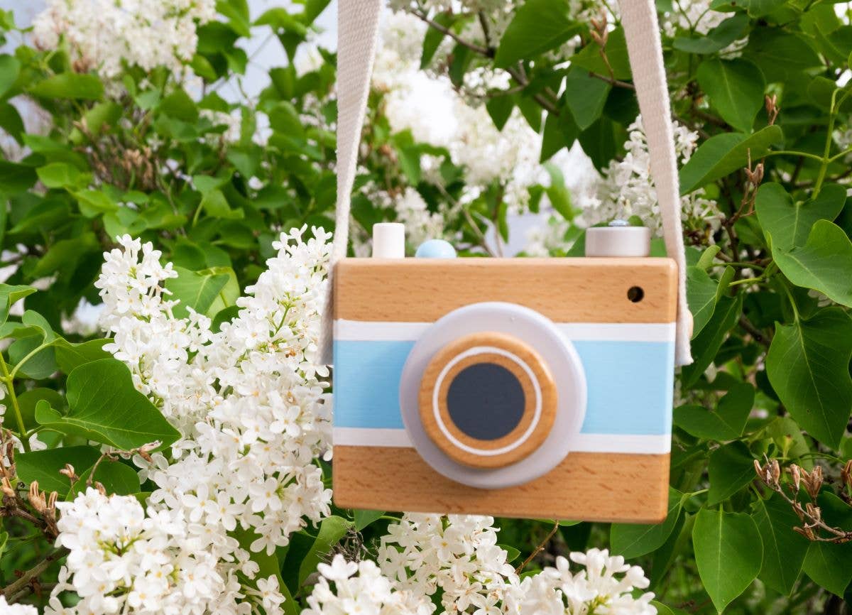 Vintage Camera Music Box blue retro toy for children