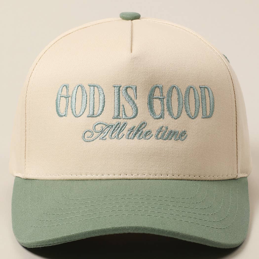 God Is Good All The Time embroidered trucker cap color option