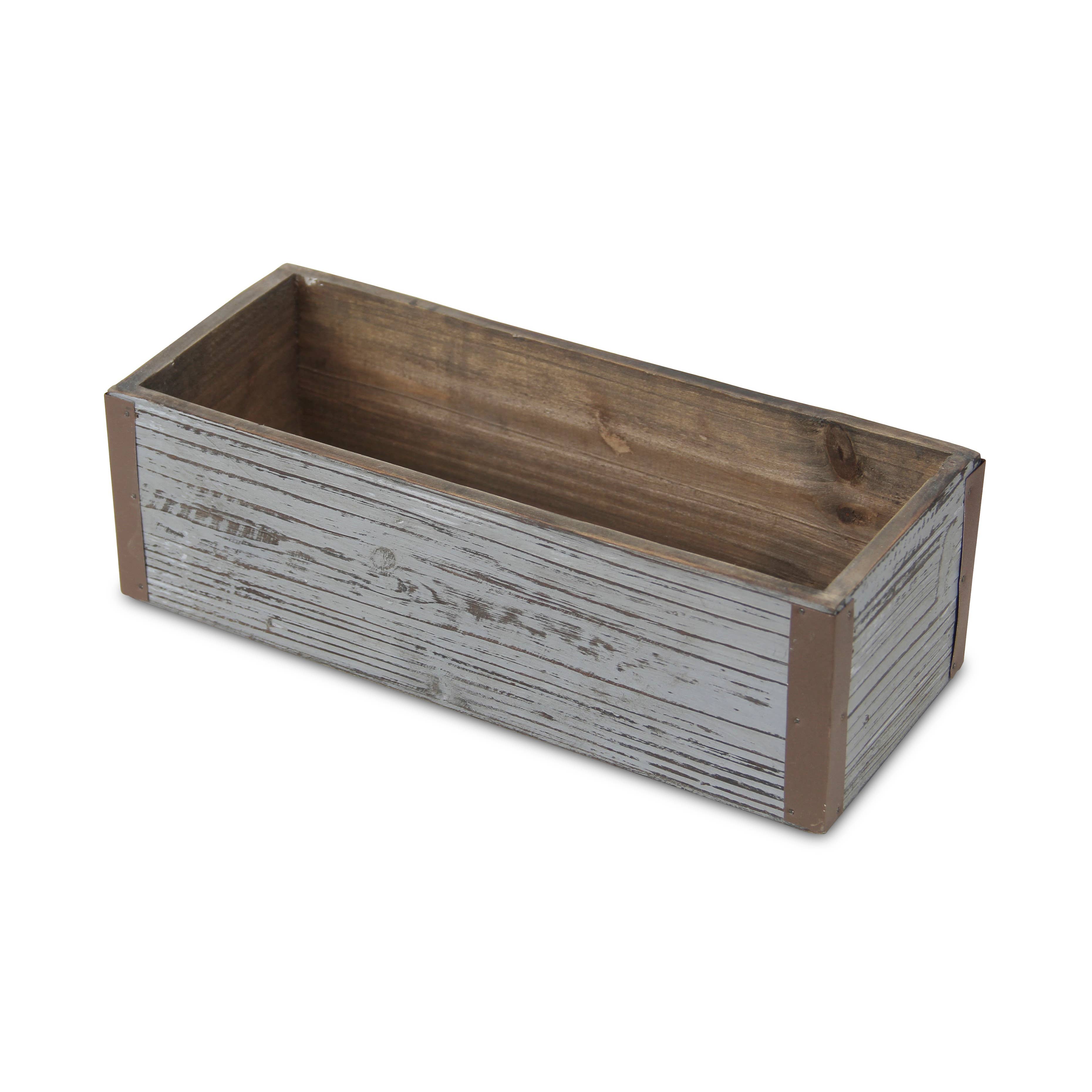 Fiorel Rectangular Gray Wood Planter
