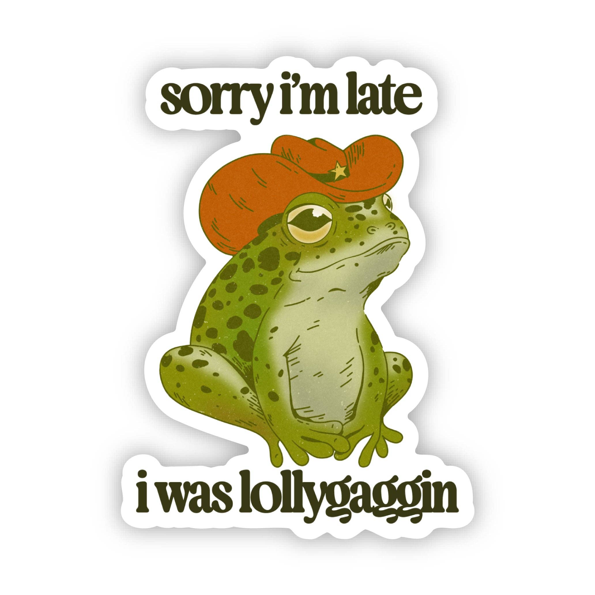 Lollygaggin cowboy frog sticker alternate view
