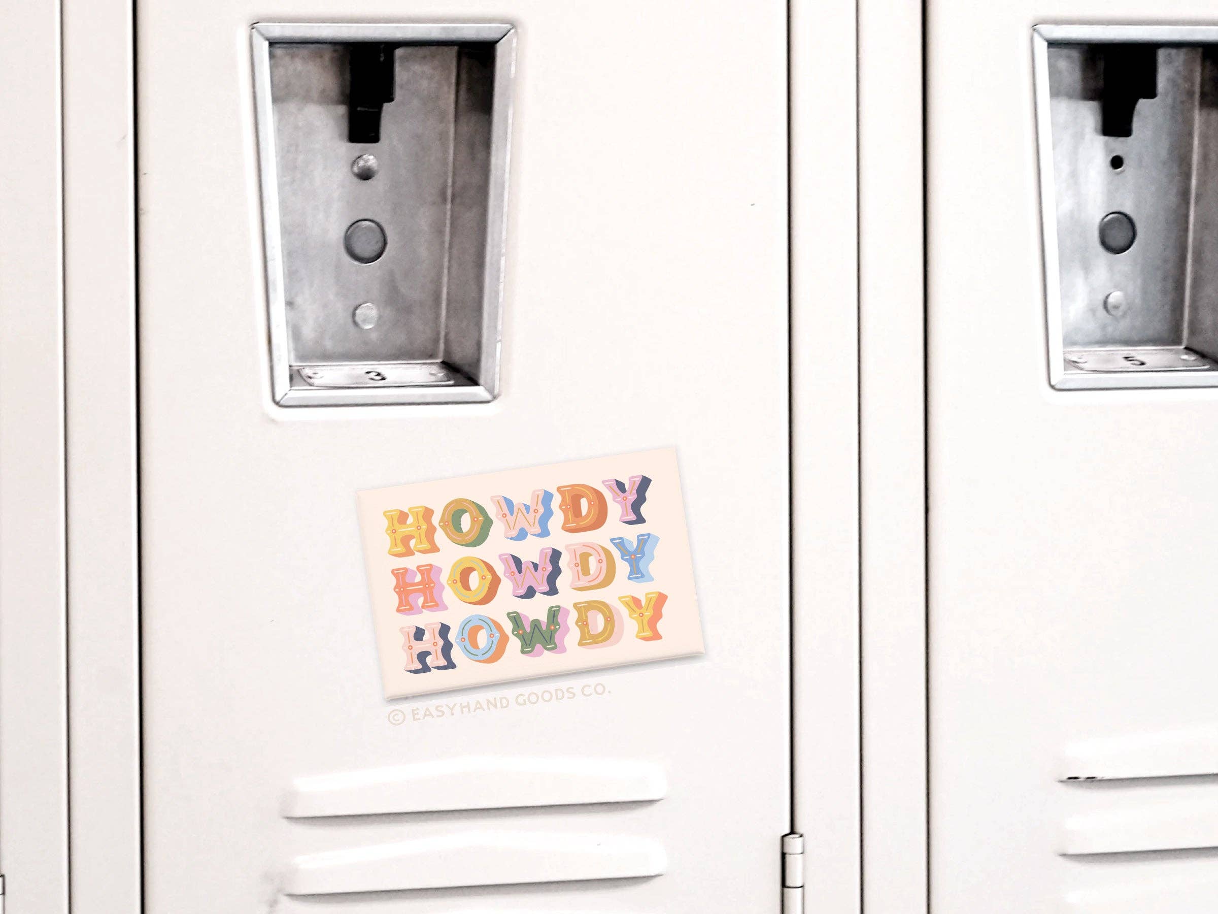Howdy Howdy Howdy refrigerator magnet back detail