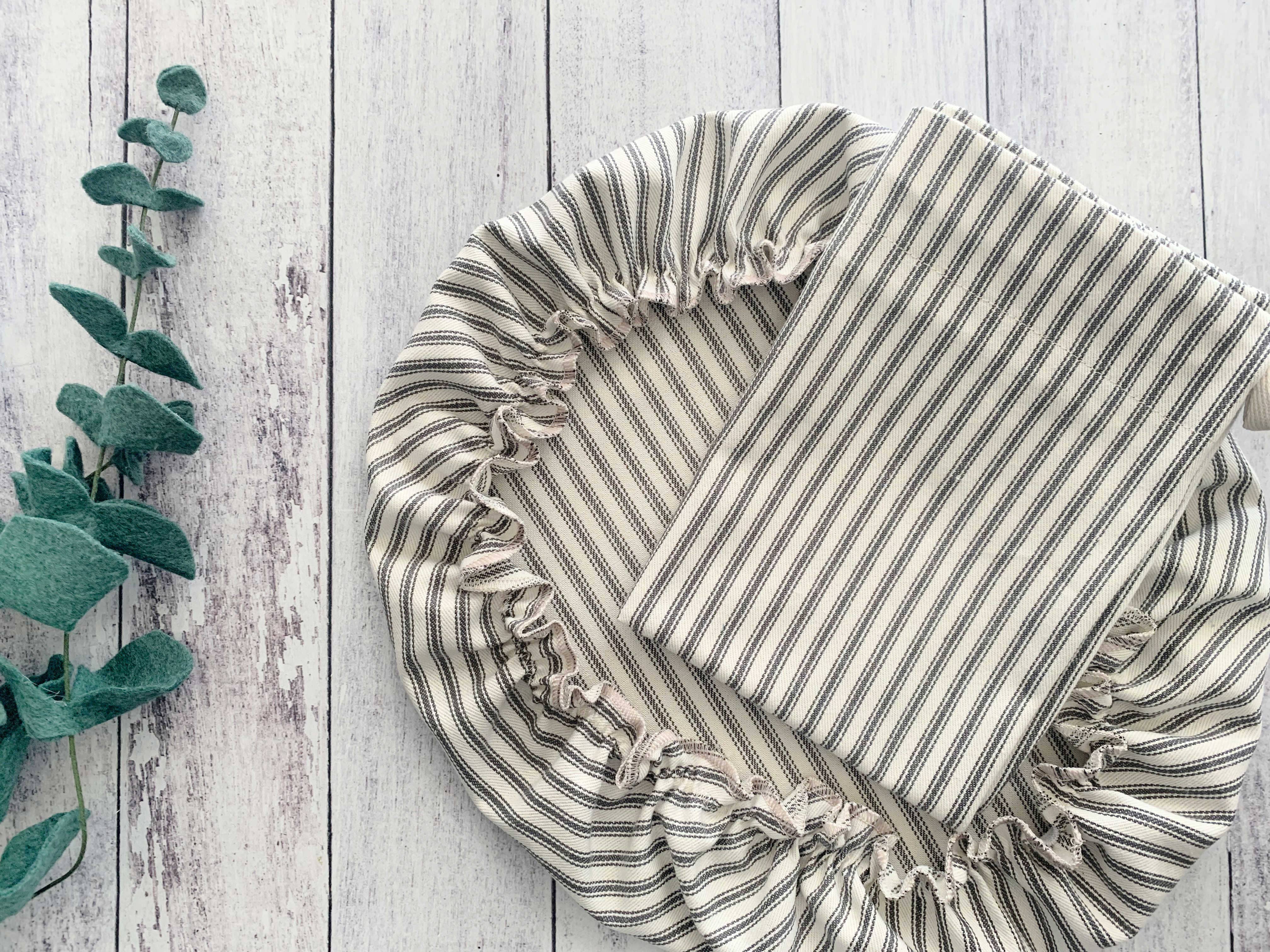 Bread Makers Set in Ticking Stripes, bread bag & bowl cover