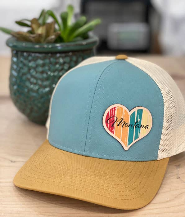 Wooden Heart - Leather Patch Hat - CUSTOMIZABLE