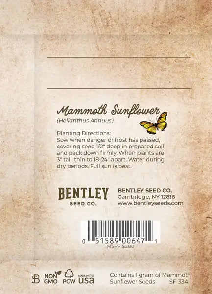 Bentley Seed Co. - Happy Birthday Sunflower Mammoth Sunflower Seed Packets