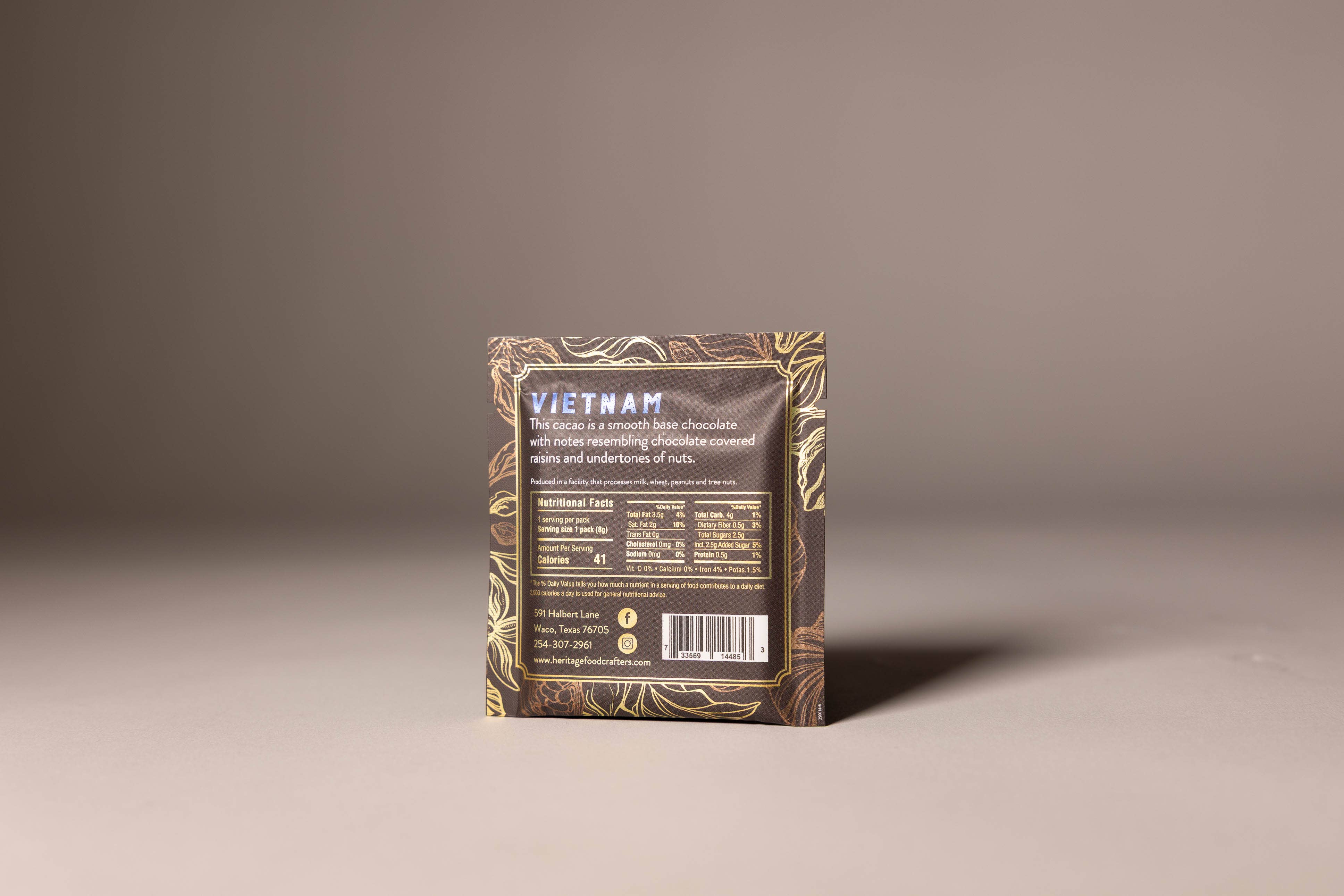 70% Vietnam Dark craft chocolate 8g bar unwrapped