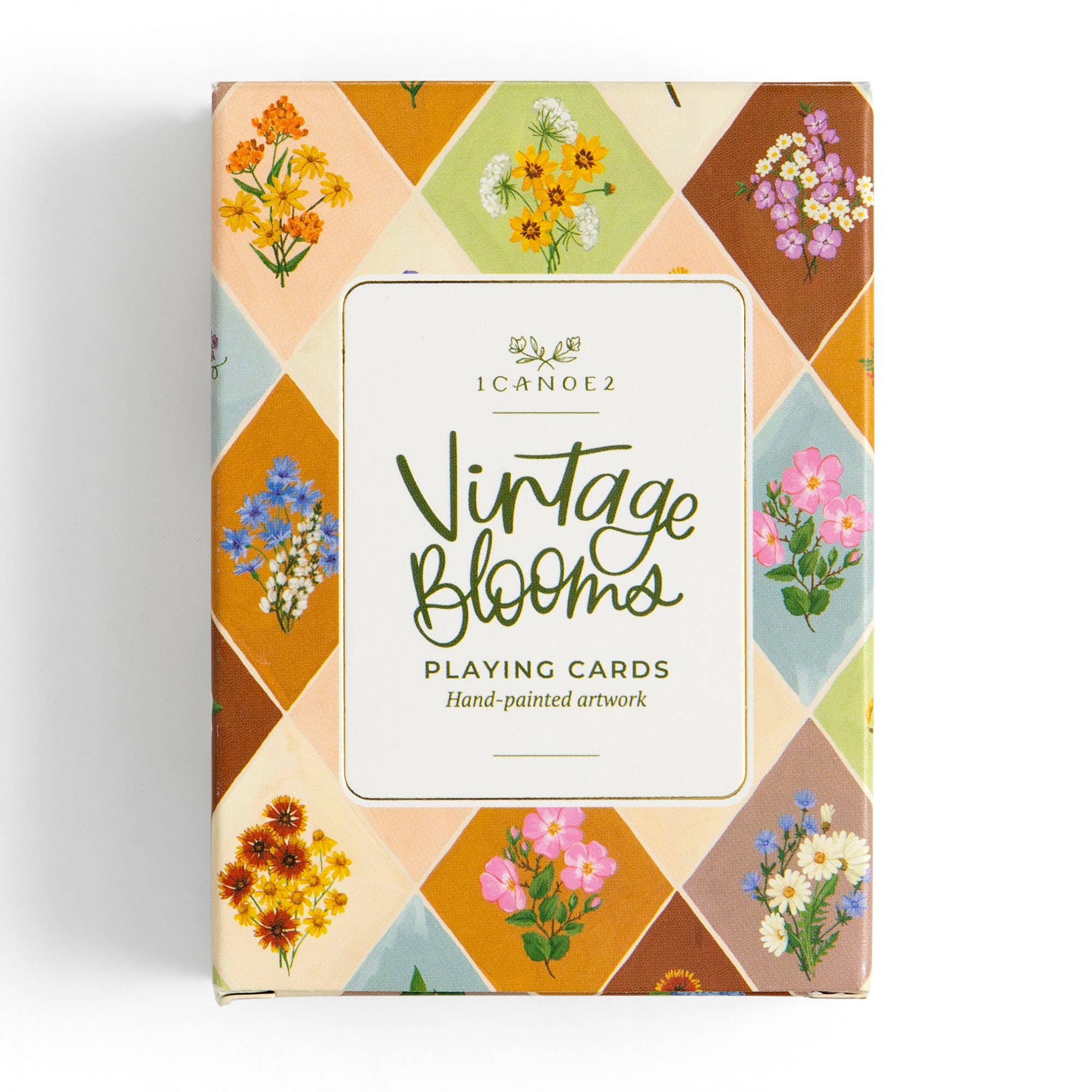 Vintage Blooms floral playing cards fanned out display