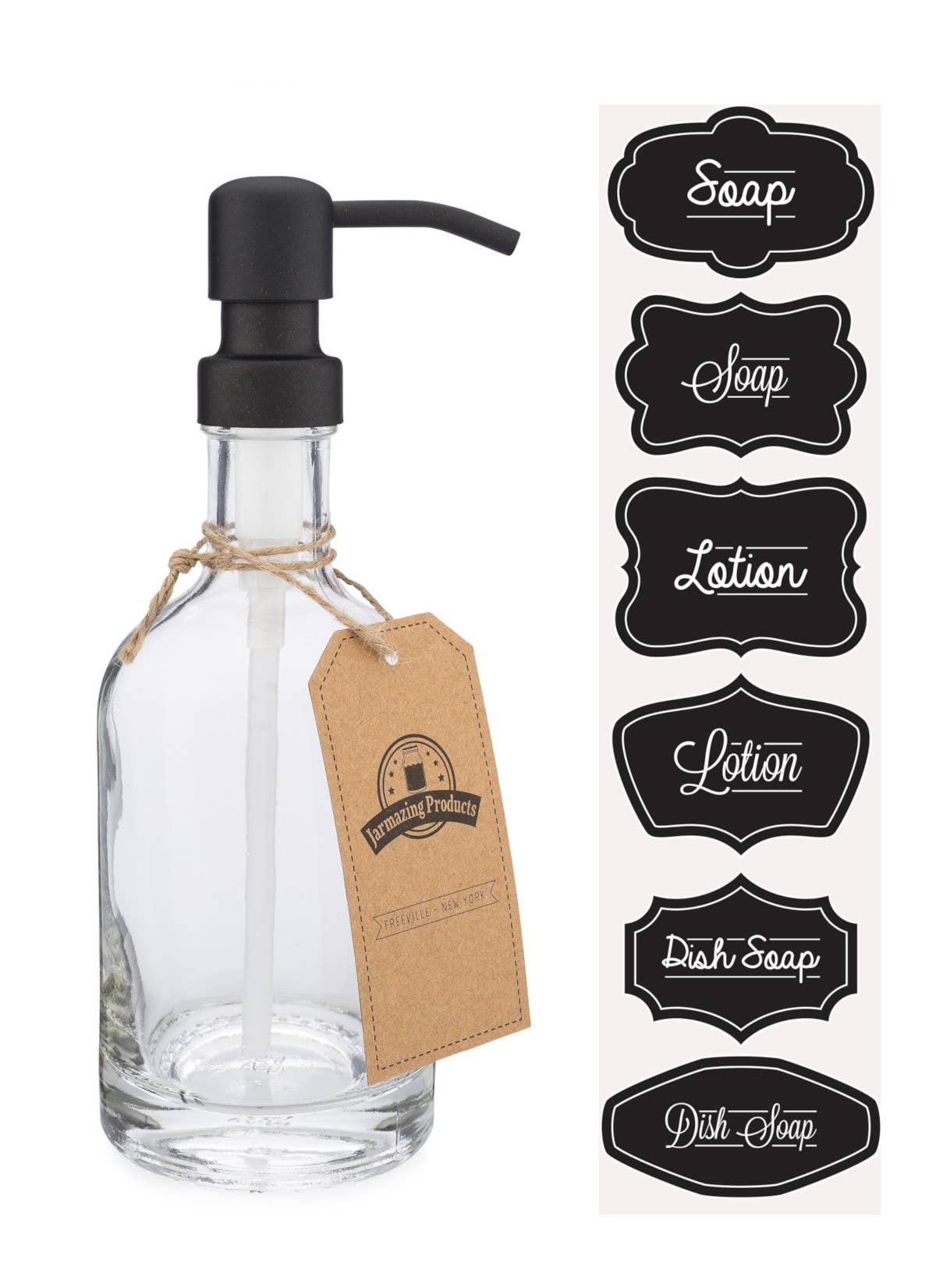 Heavy glass 12oz bottle dispenser for soap or lotion
