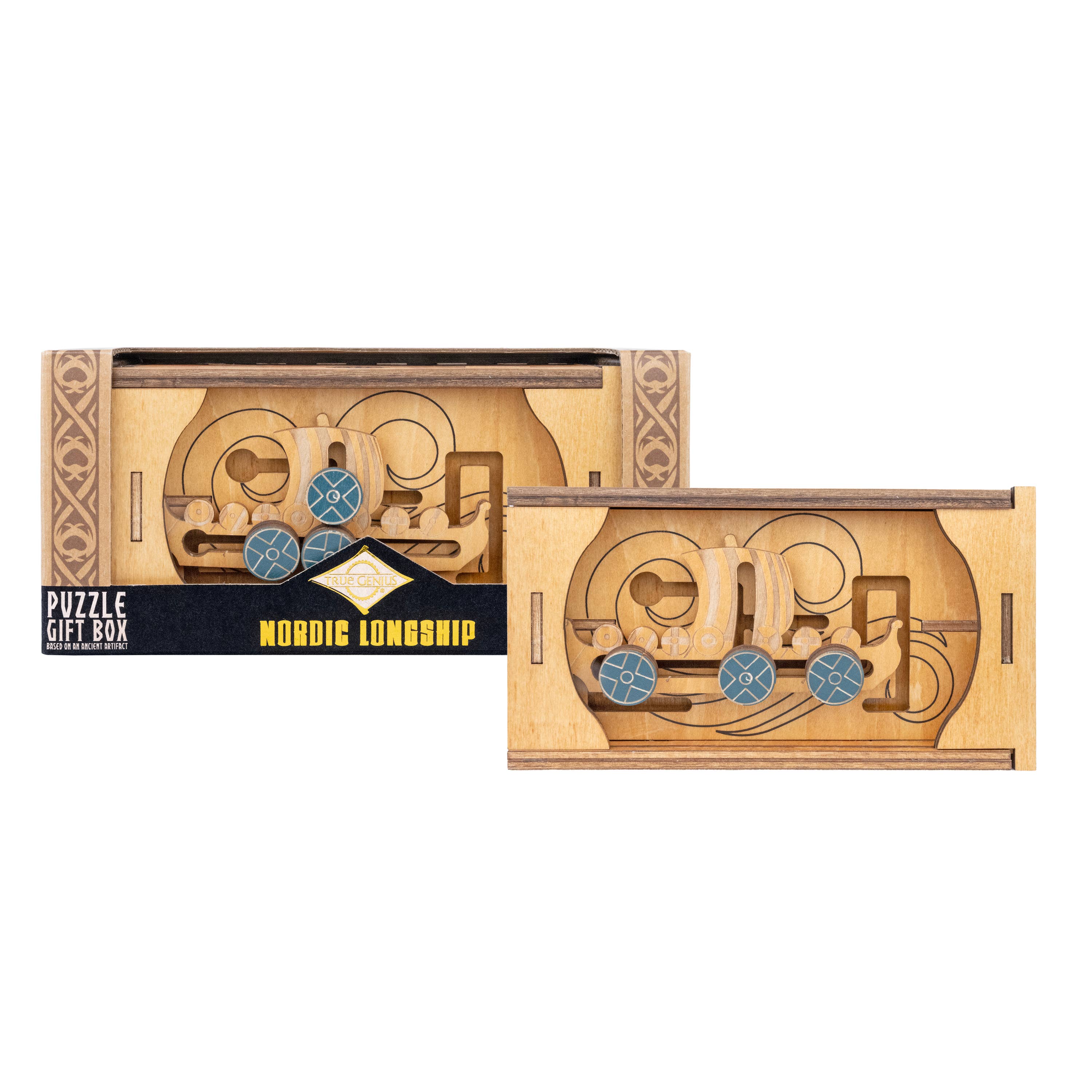 Nordic Longship Secret Puzzle Gift Box close-up detail