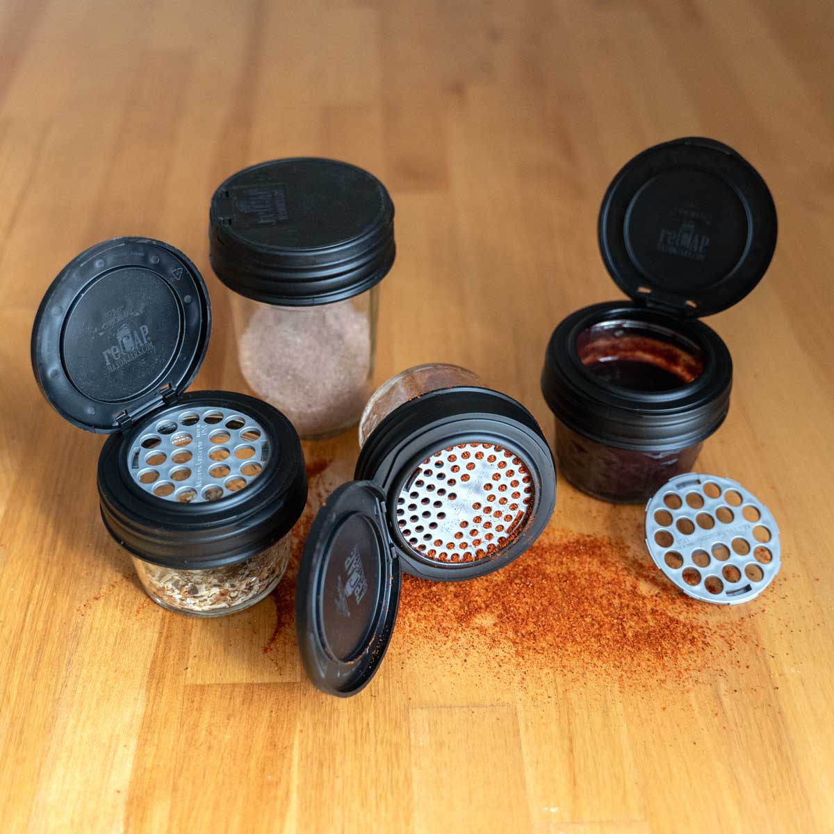 reCAP mason jar spice lid set case of 6 contents