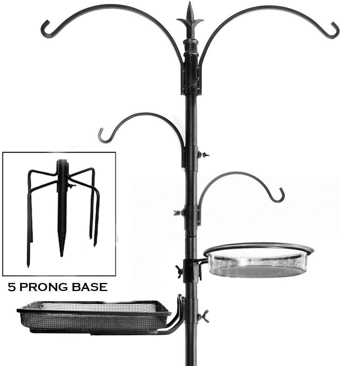 Ashman Premium Bird Feeding Station Kit, 22" Wide x 92" Tall (82" Above Ground Height), Multi Feeder Hanging Kit and Bird Bath for Attracting Birds