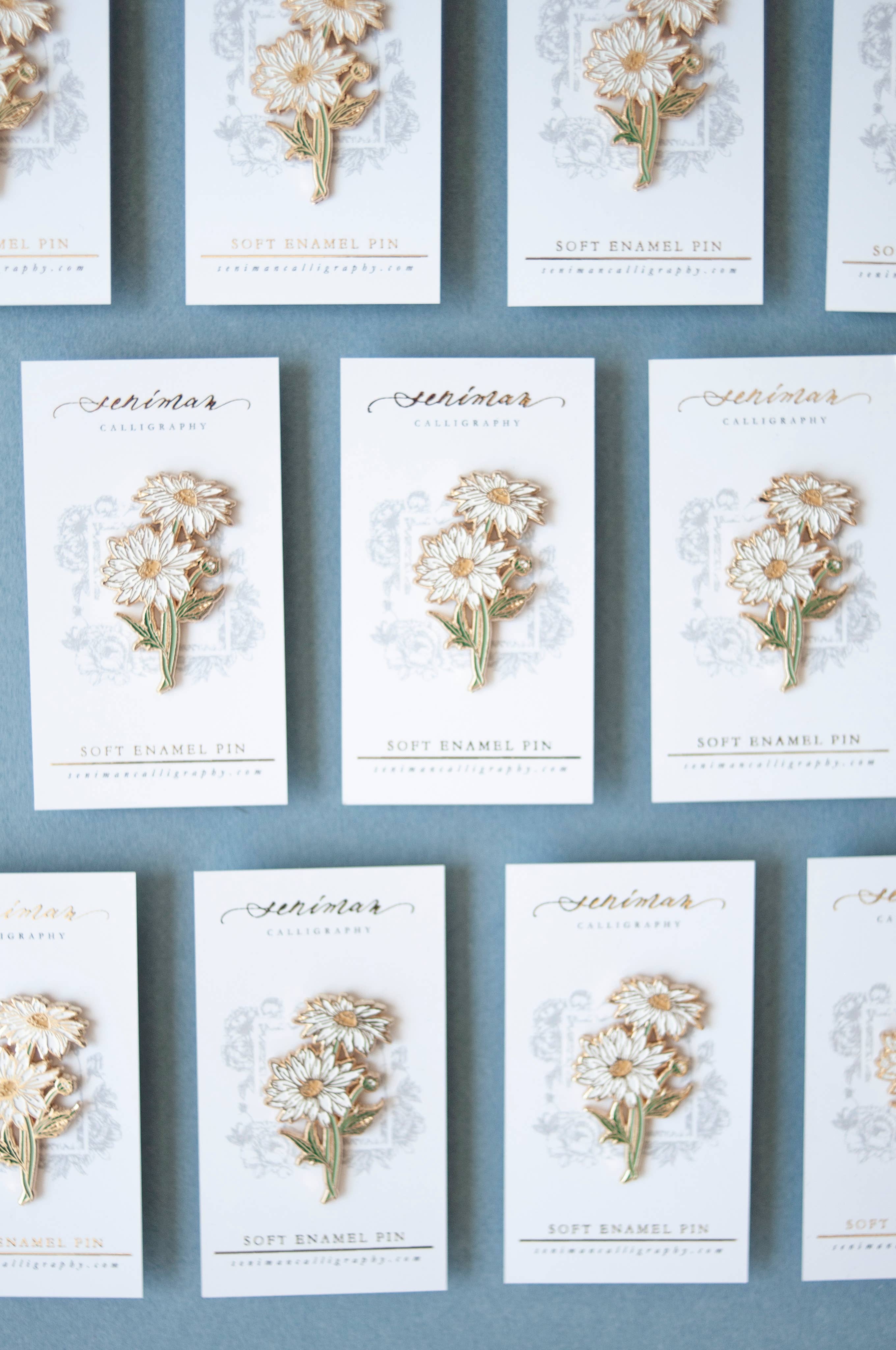 White Daisy Gold Soft Enamel Pin