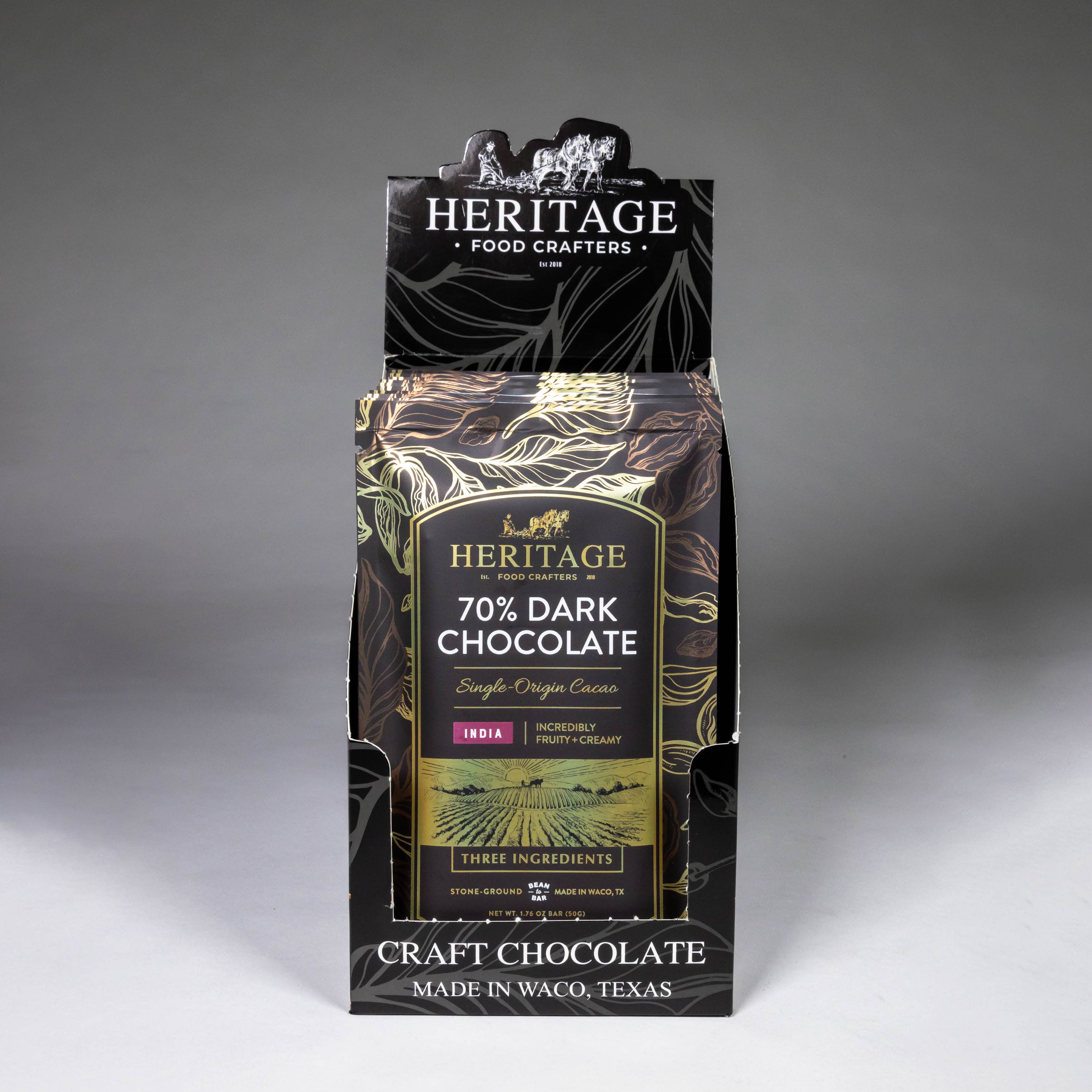 70% India Dark 50g award-winning craft chocolate bar