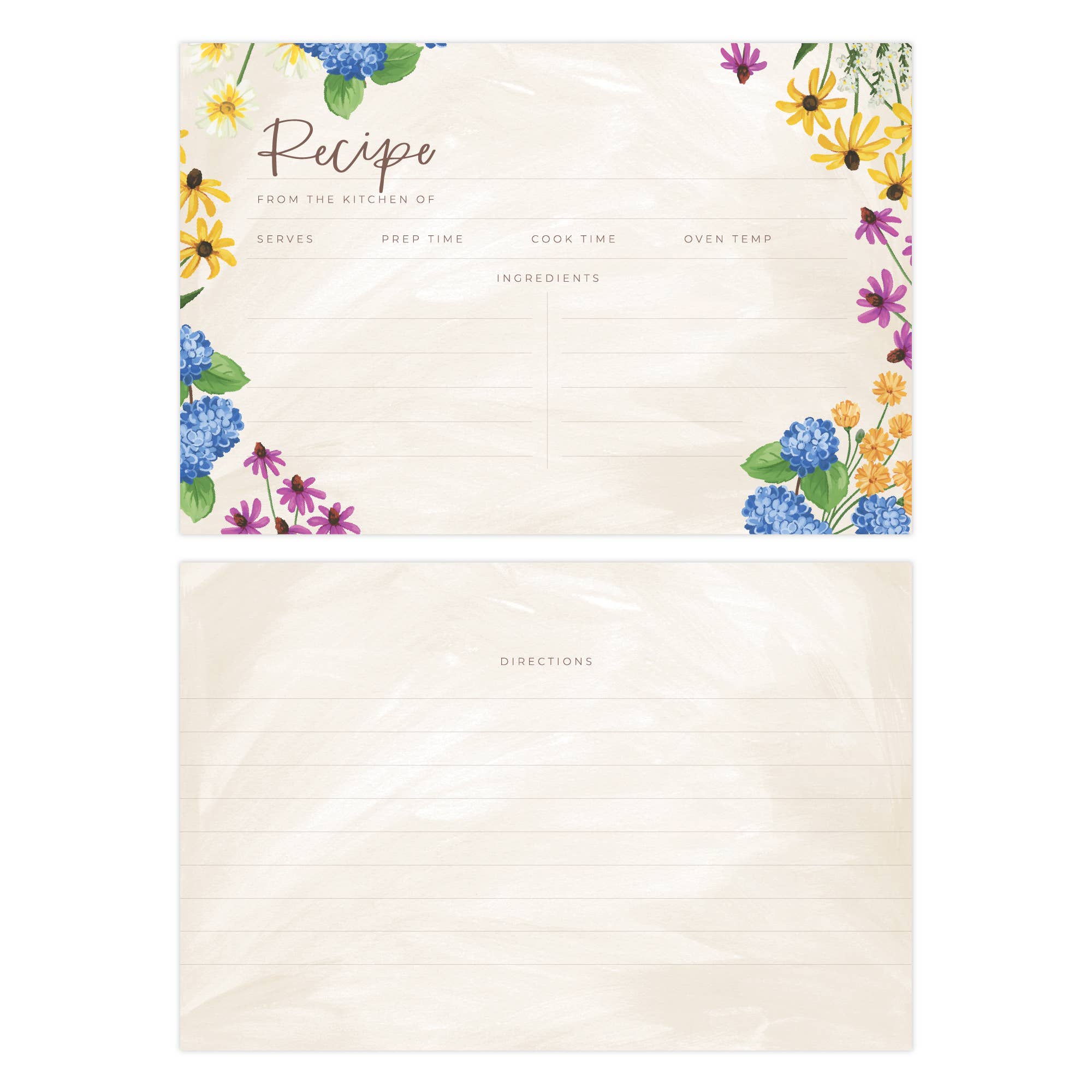 Vintage Blooms Floral Tin Recipe Box with Cards