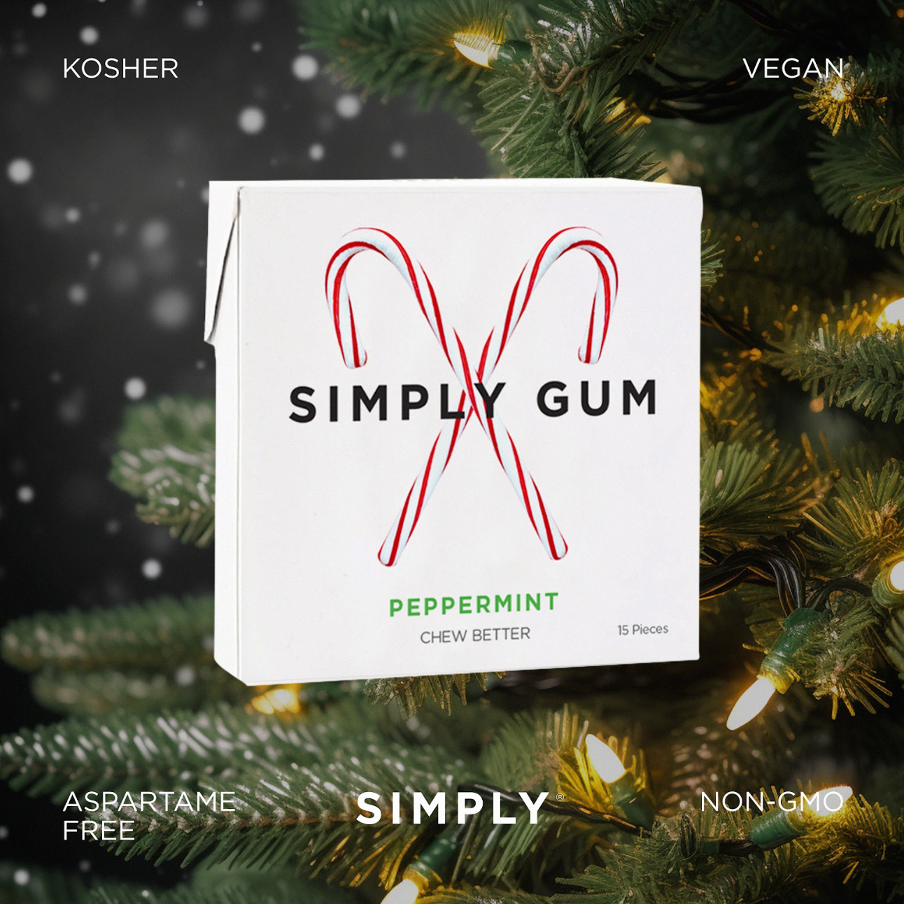 Holiday Peppermint Gum - Natural + Plastic Free | 6 Pack
