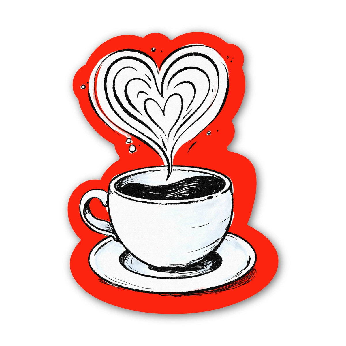 Coffee Heart Design Mug Sticker