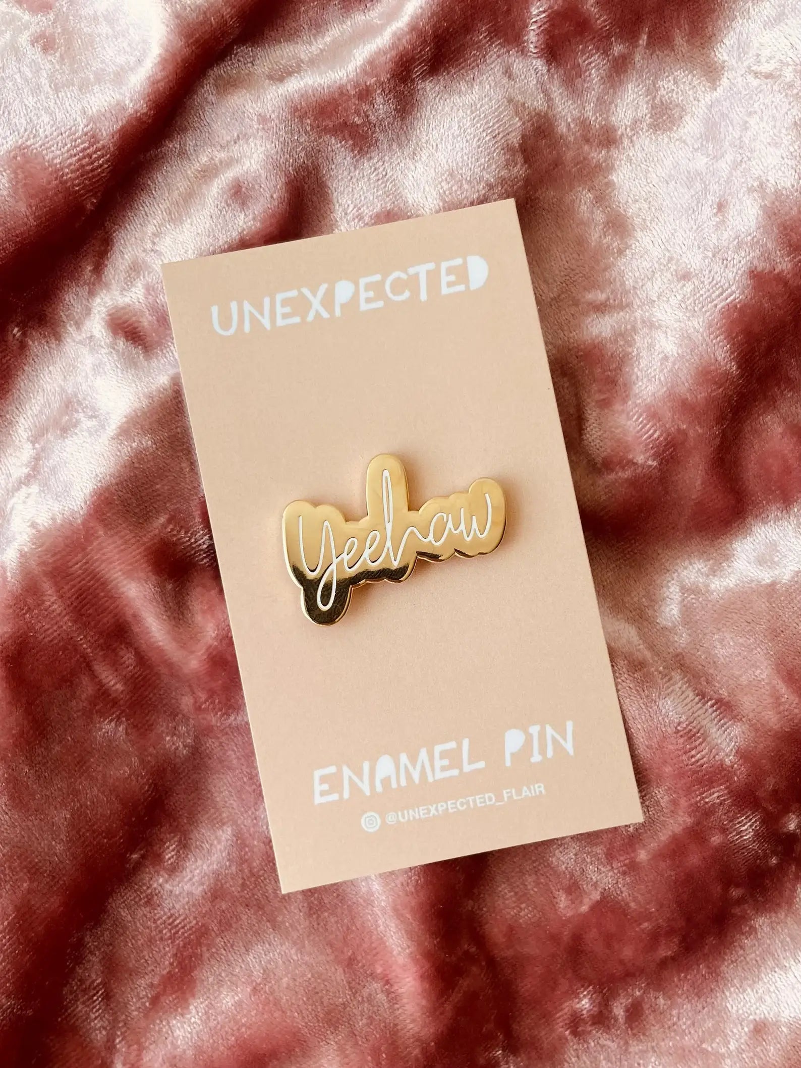 Gold Yeehaw Enamel Pin with metallic gold finish
