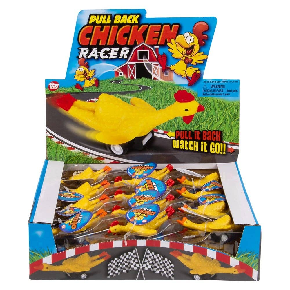 Assorted pull back chicken toys 24 count display