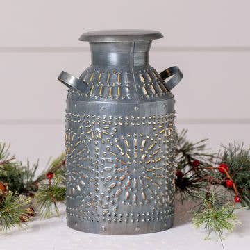 Milk Can Accent Light in Antique Tin