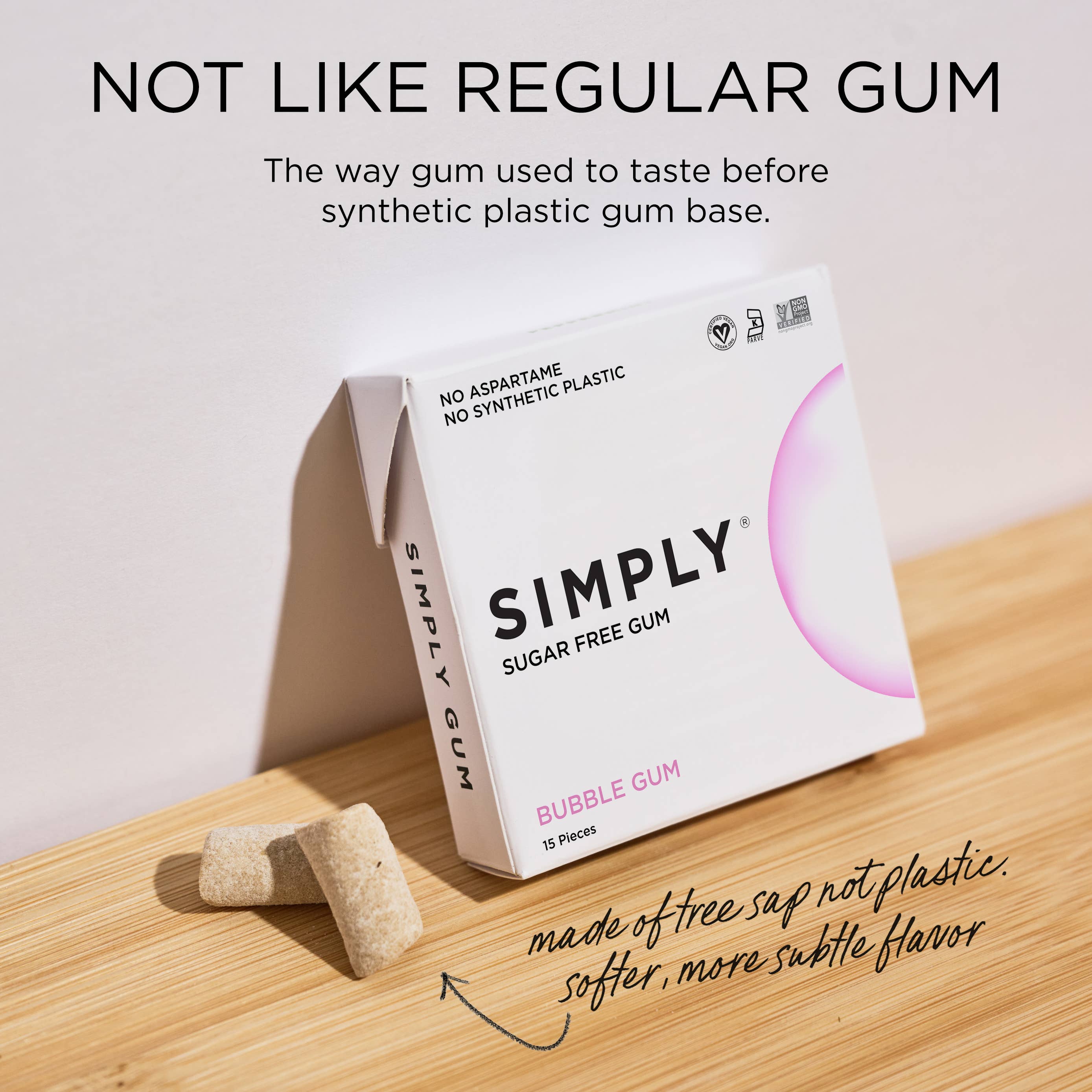 Simply Gum sugar free bubble gum close-up view