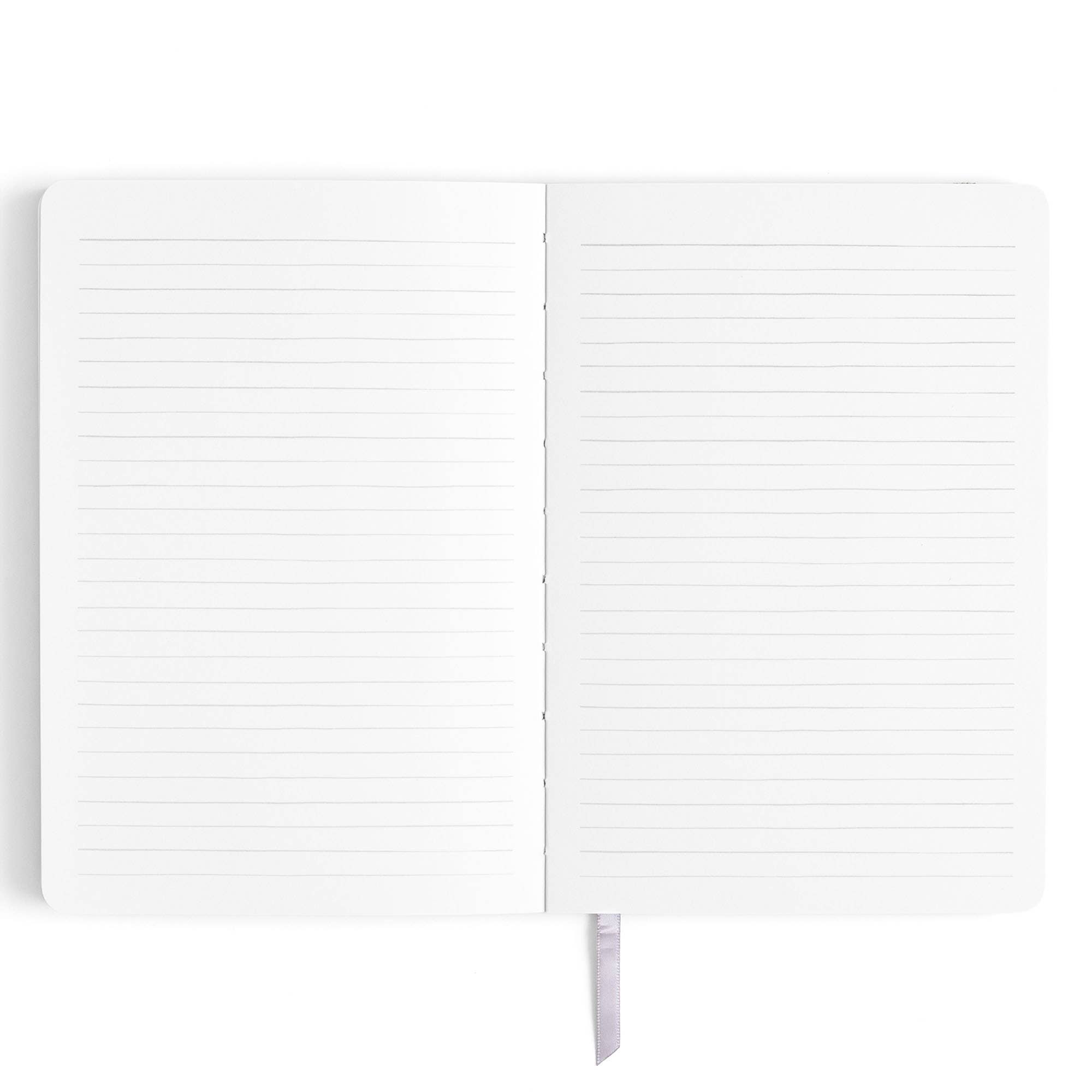 Hydrangeas lay flat lined journal open to lined pages