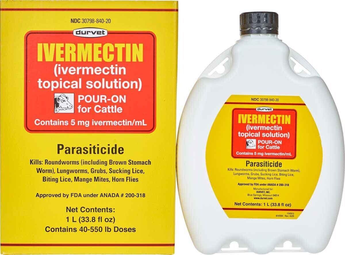 Durvet - 1L. Ivermectin Pour-On Solution for Cattle