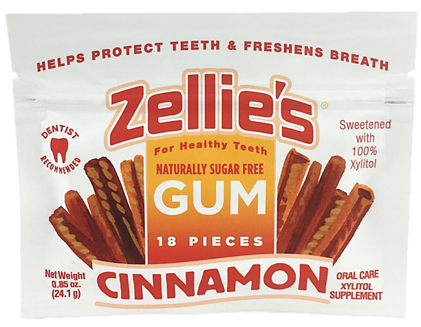 Zellie's Xylitol Dental Gum - Cinnamon 18ct Pouch