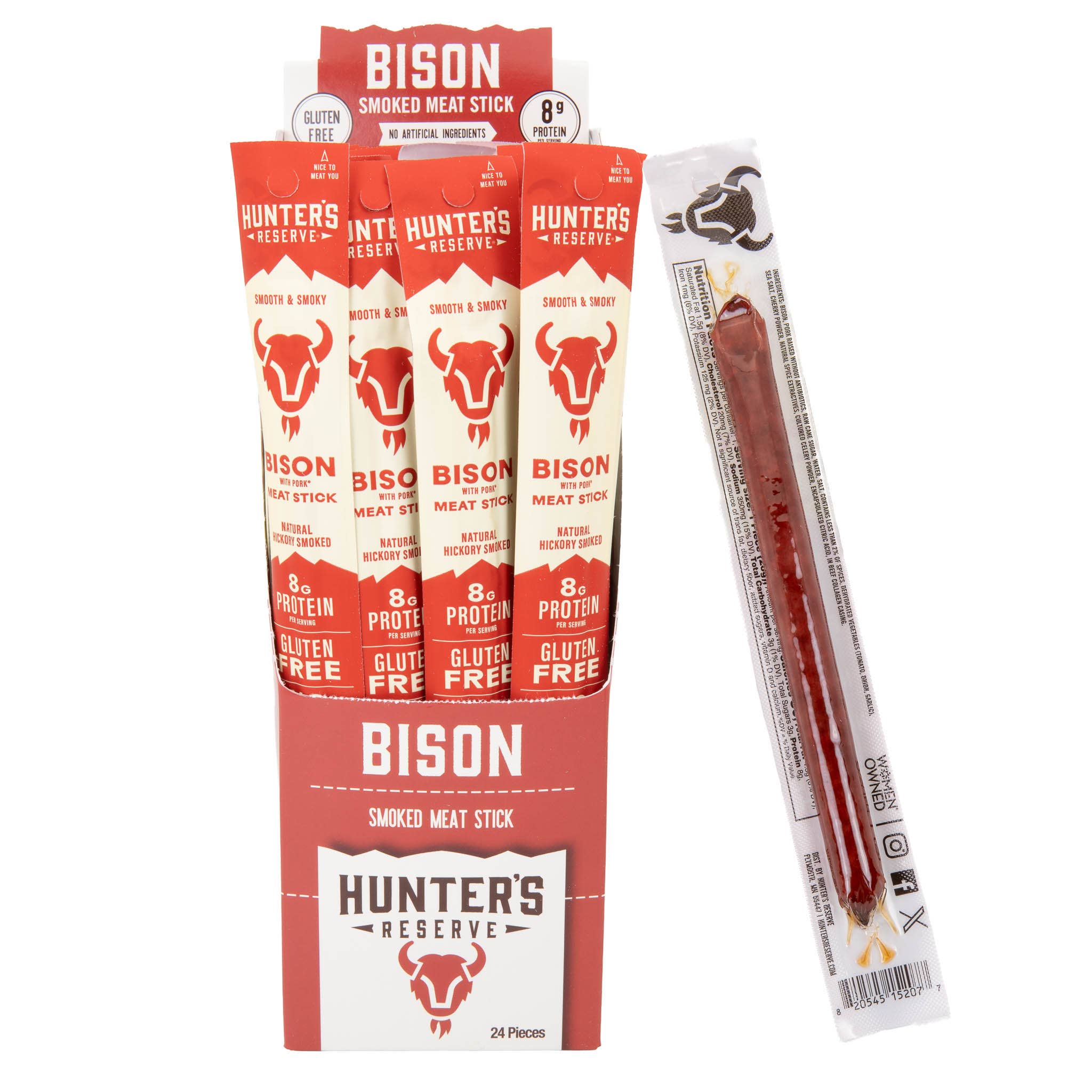 Bison meat sticks savory snack package