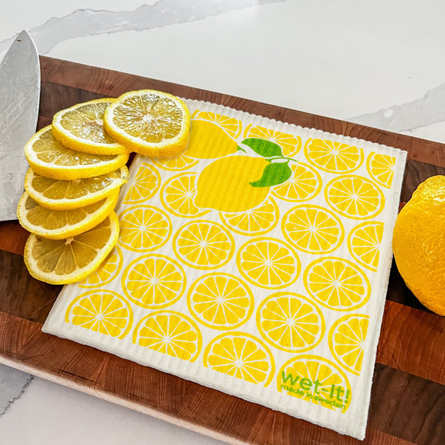 Lemonade Swedish Cloth reusable dishcloth detail view