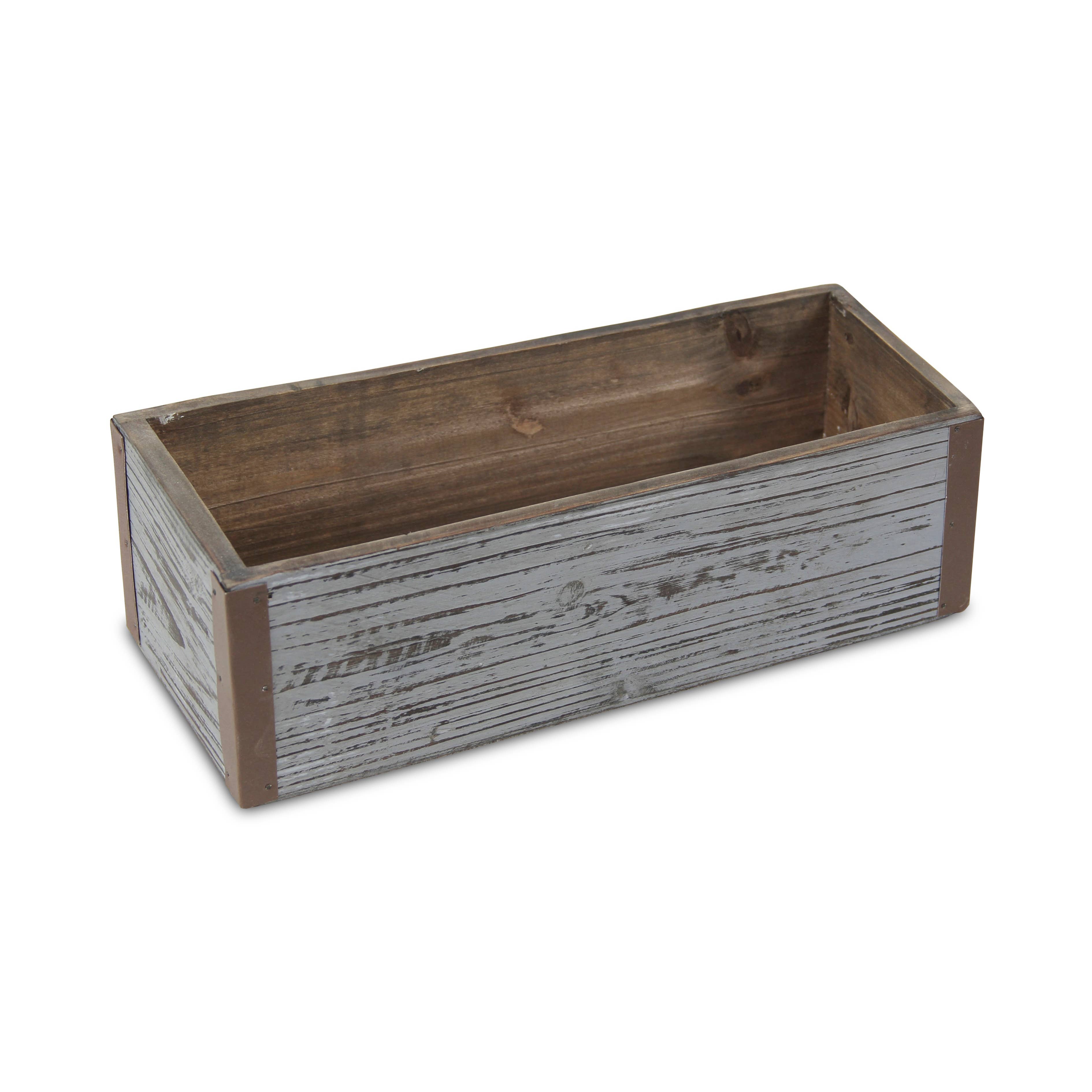 Fiorel Rectangular Gray Wood Planter