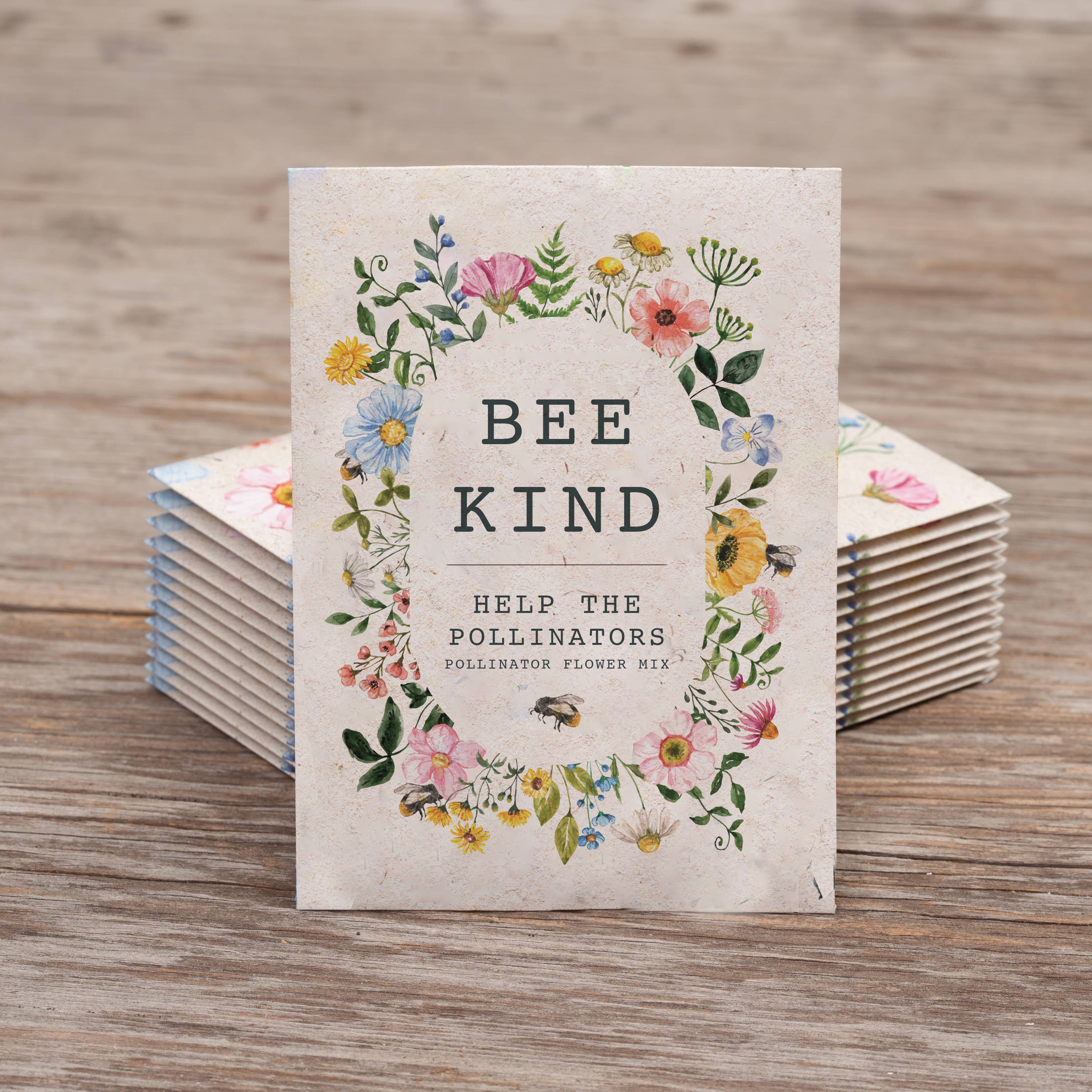 Bentley Seed Co. - Bee Kind Help Pollinators Kraft Bee Flower Mix Seed Packets