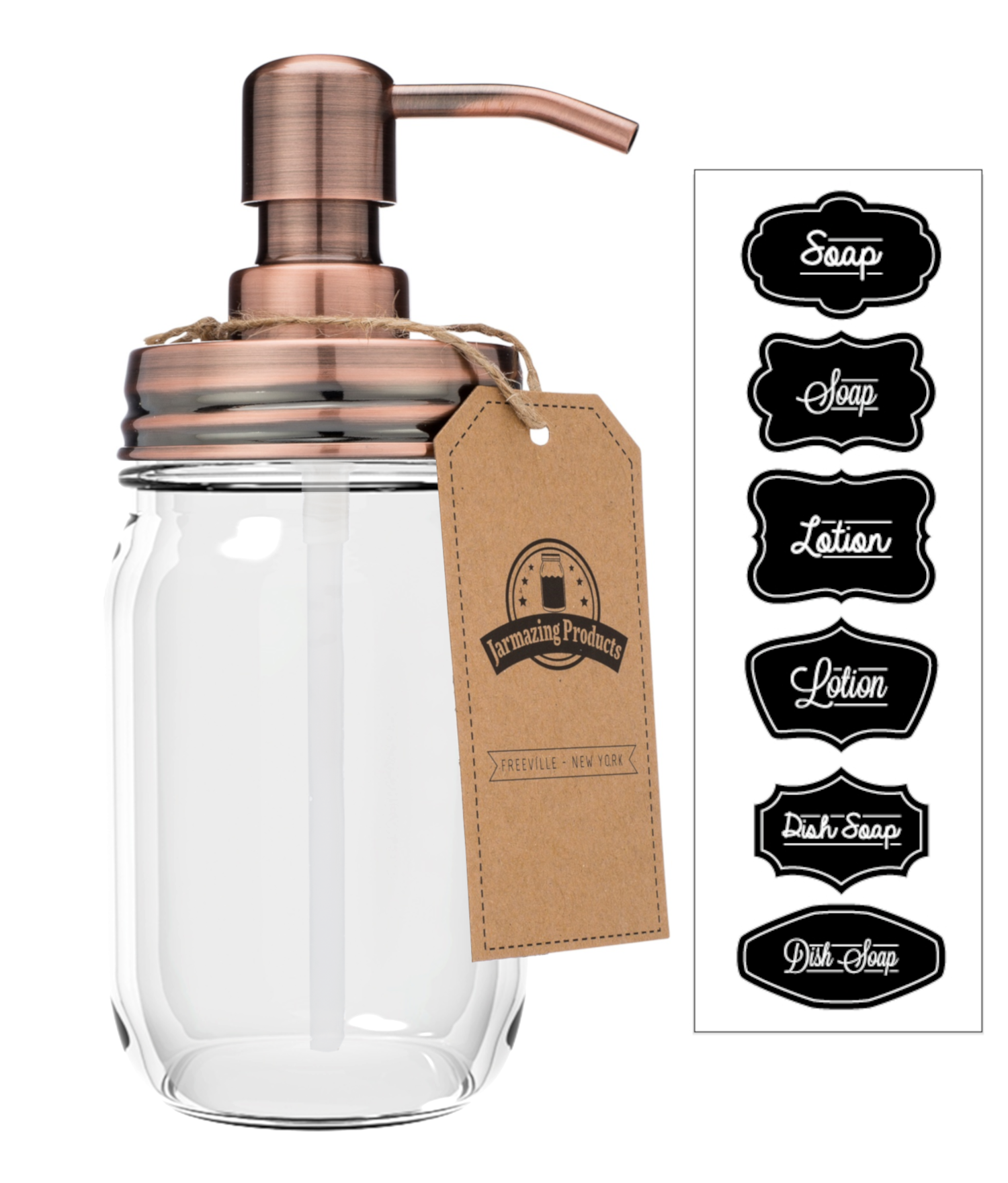 Mason jar 16oz soap dispenser side view